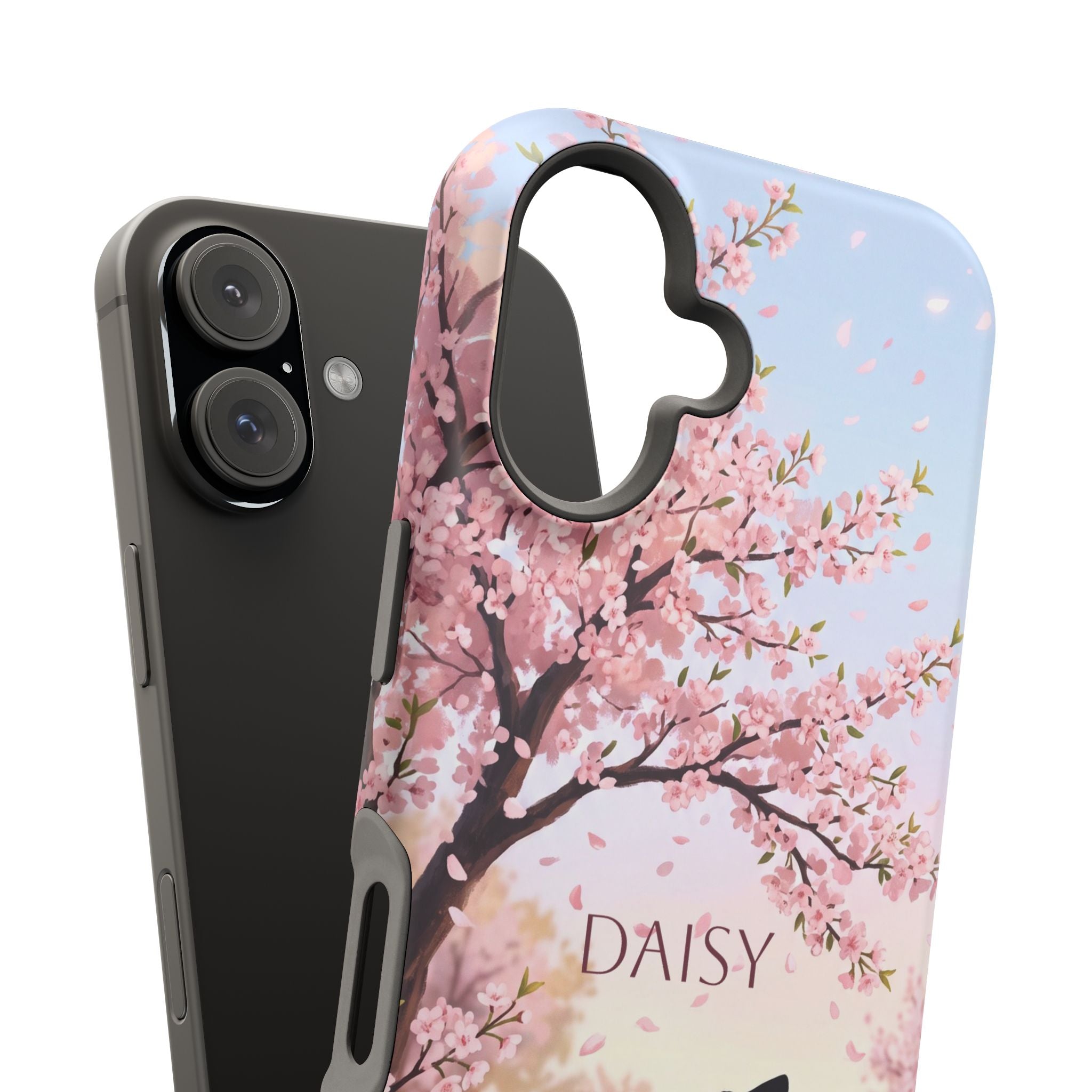 Personalized Dachshund Cherry Blossom Phone Case — Wireless Charging Cover