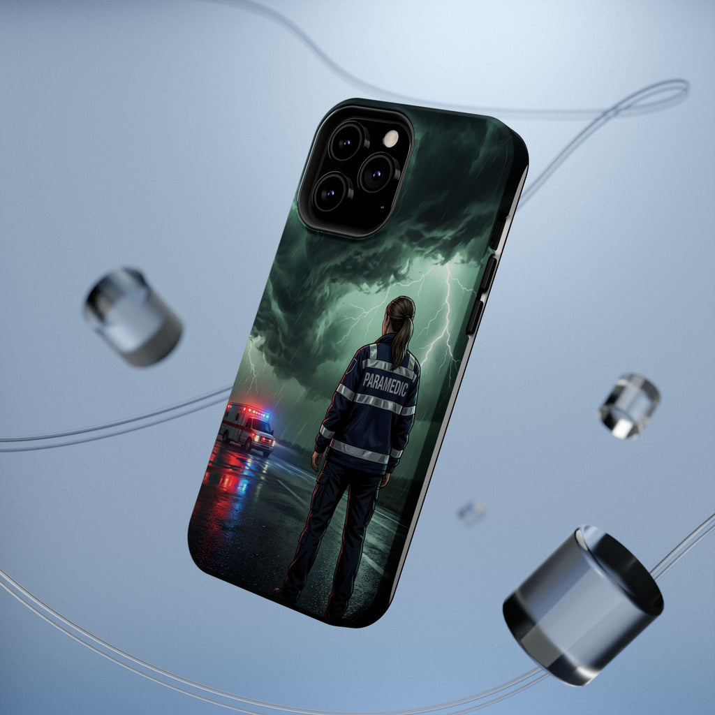 Female Paramedic Green Storm Phone Case — Magnetic Wireless Charging Cover