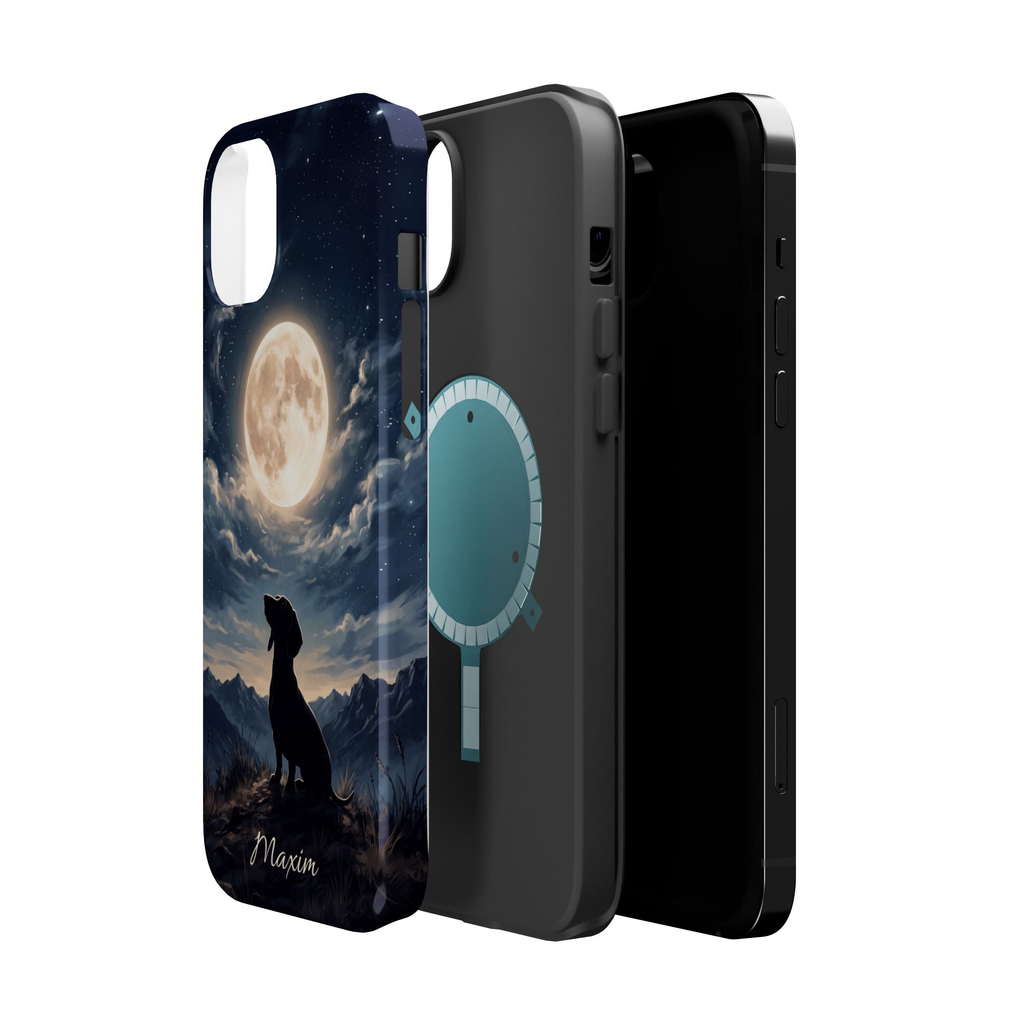 Personalized Dachshund Moonlight Phone Case — Wireless Charging Cover