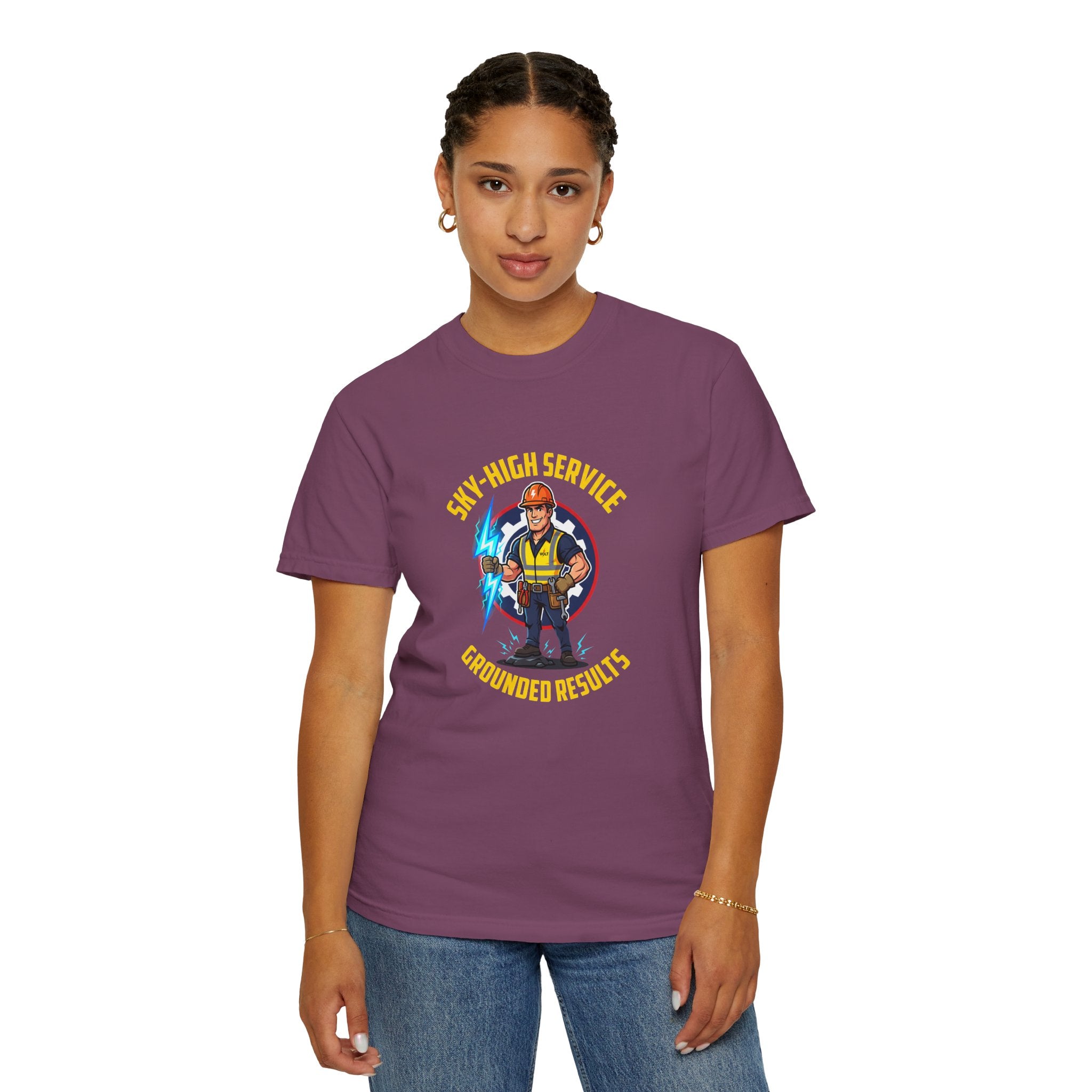 Sky-High Service Grounded Results Electrician T-Shirt