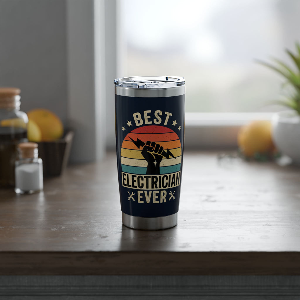 Best Electrician Ever Tumbler – Retro Sunset Hourly Rate Design 20 oz