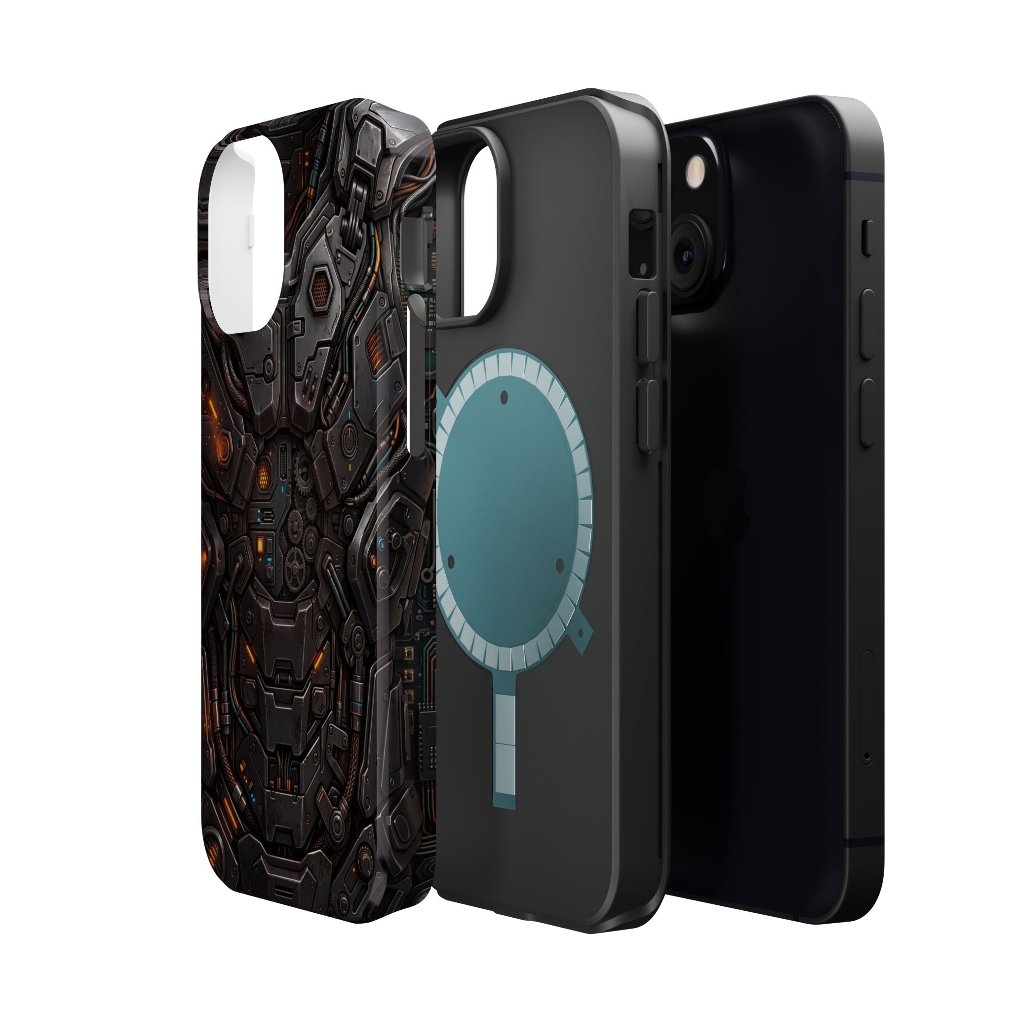 Mech Armor Phone Case — Industrial Circuit Wireless Charging Cover