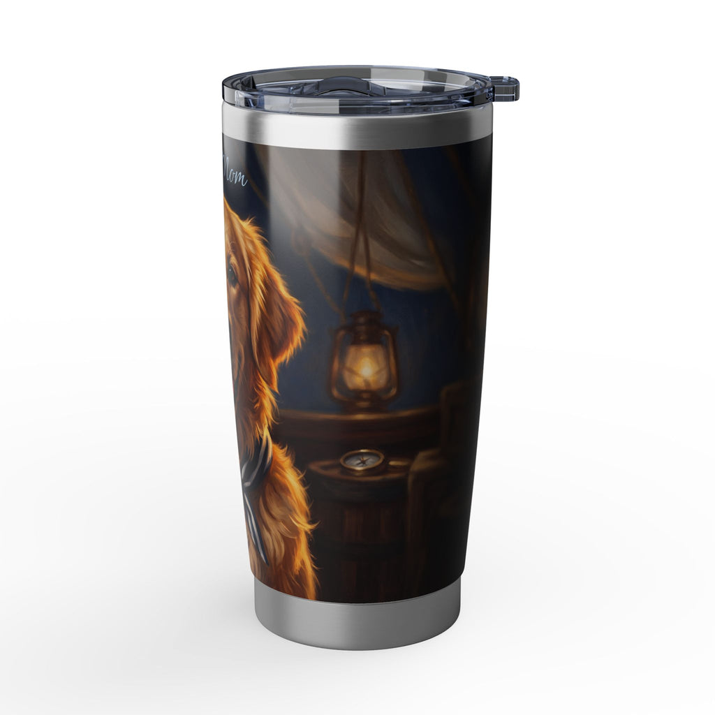 Golden Retriever Tumbler Personalized – 20 oz Stainless Steel Travel Mug with Custom Name, Nautical Sailor Design for Dog Mom