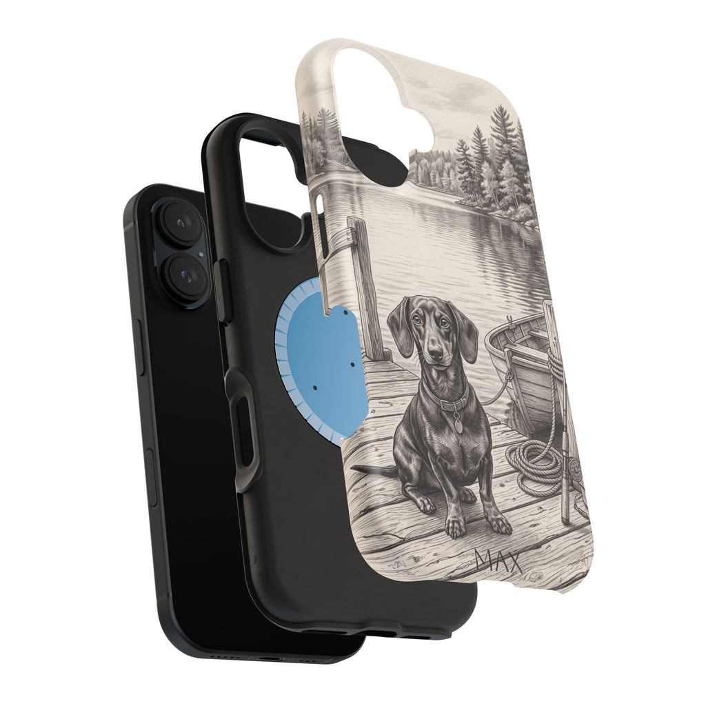 Personalized Dachshund Sunset Beach Phone Case — Wireless Charging Cover