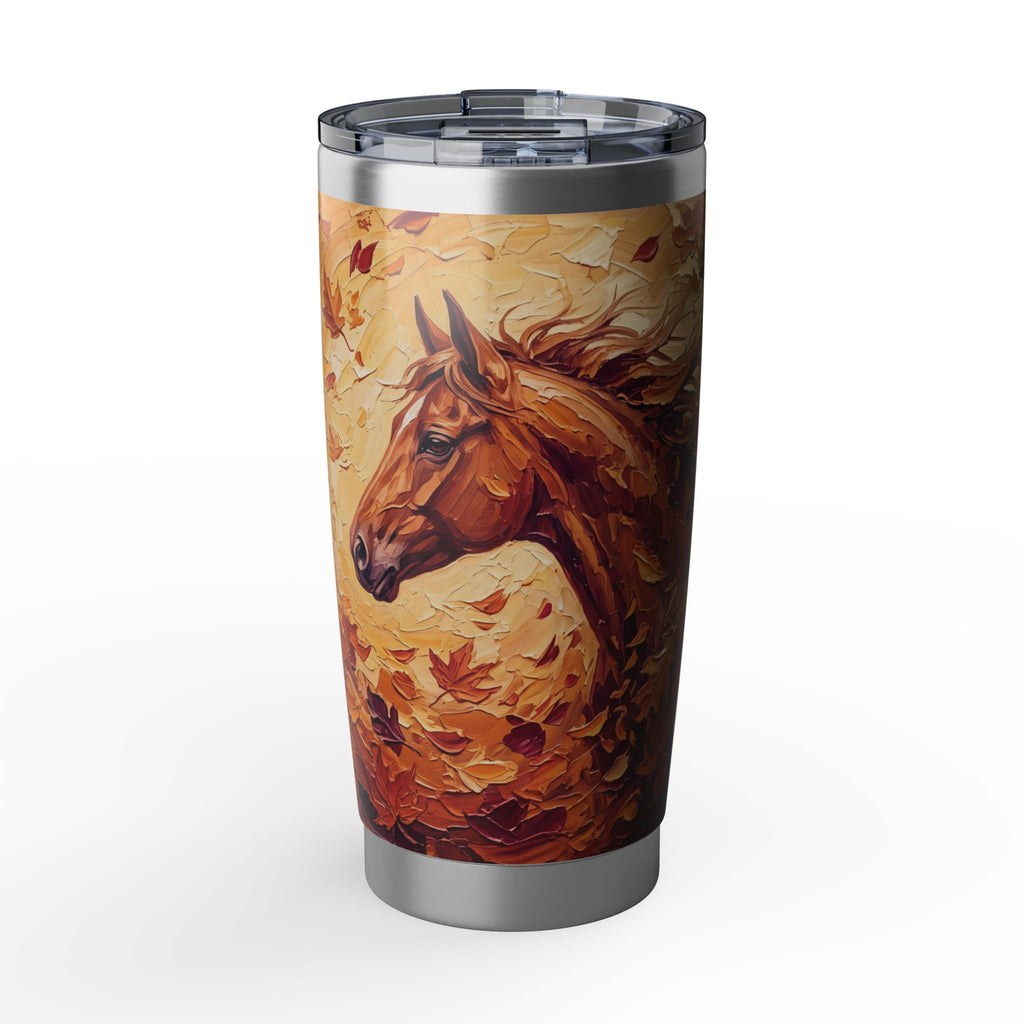 Horse Tumbler | Autumn Leaves Art — 20 oz Stainless Travel Mug