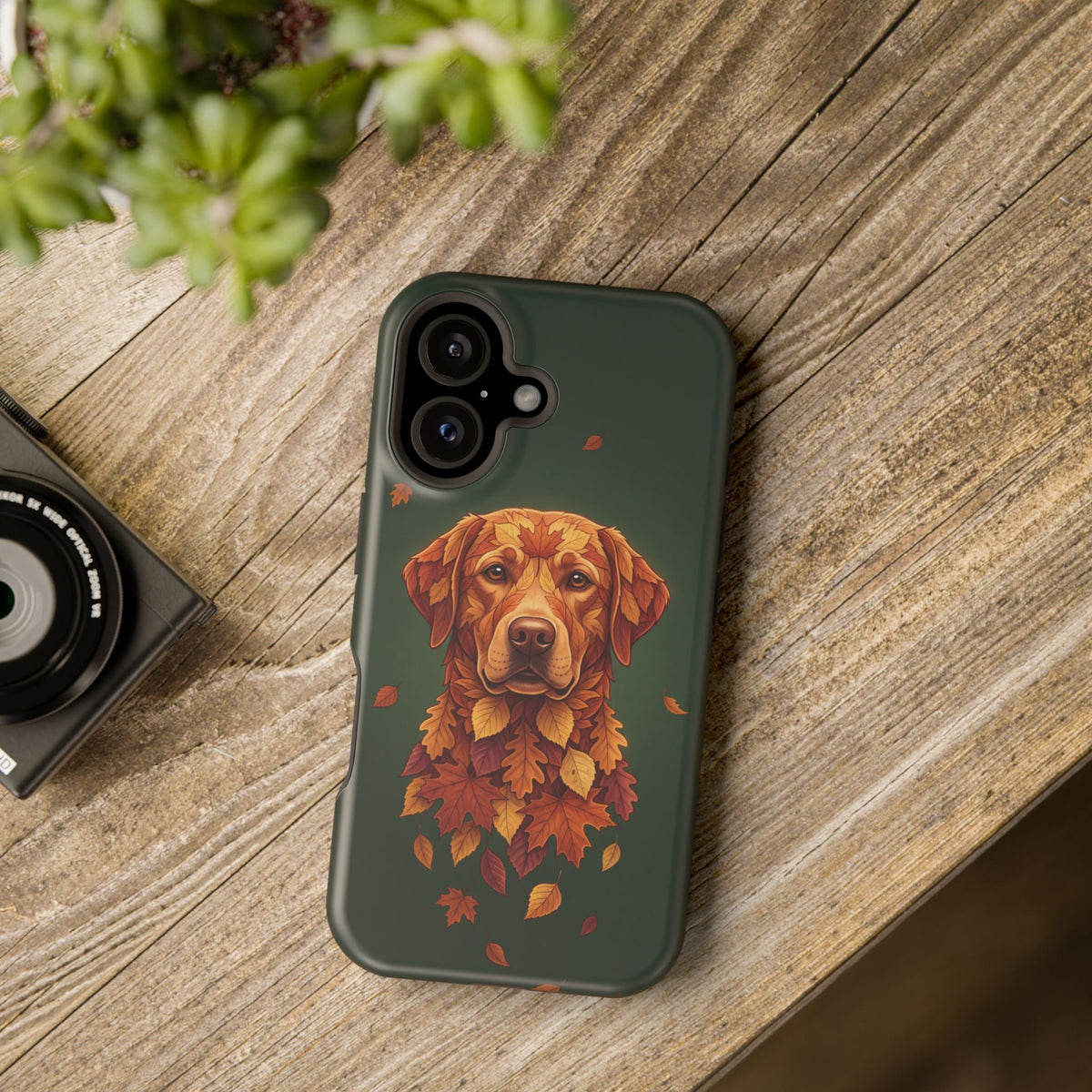 Autumn Leaves Labrador Phone Case — Tough Magnetic Case with Wireless Charging