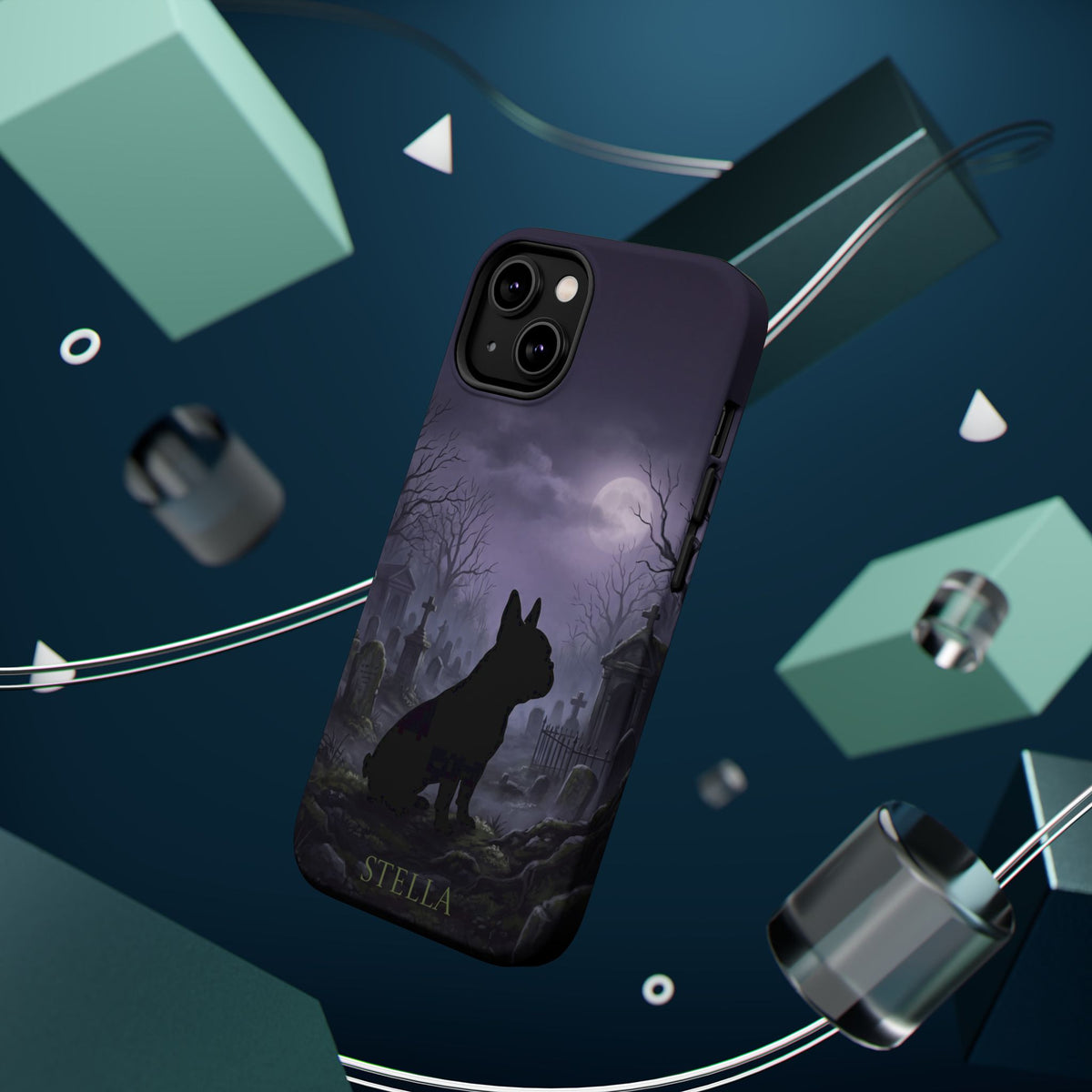 Personalized French Bulldog Moonlit Graveyard Phone Case — Wireless Charging Cover