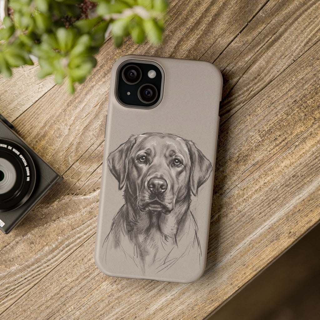 Charcoal Sketch Labrador Phone Case — Tough Magnetic Case with Wireless Charging
