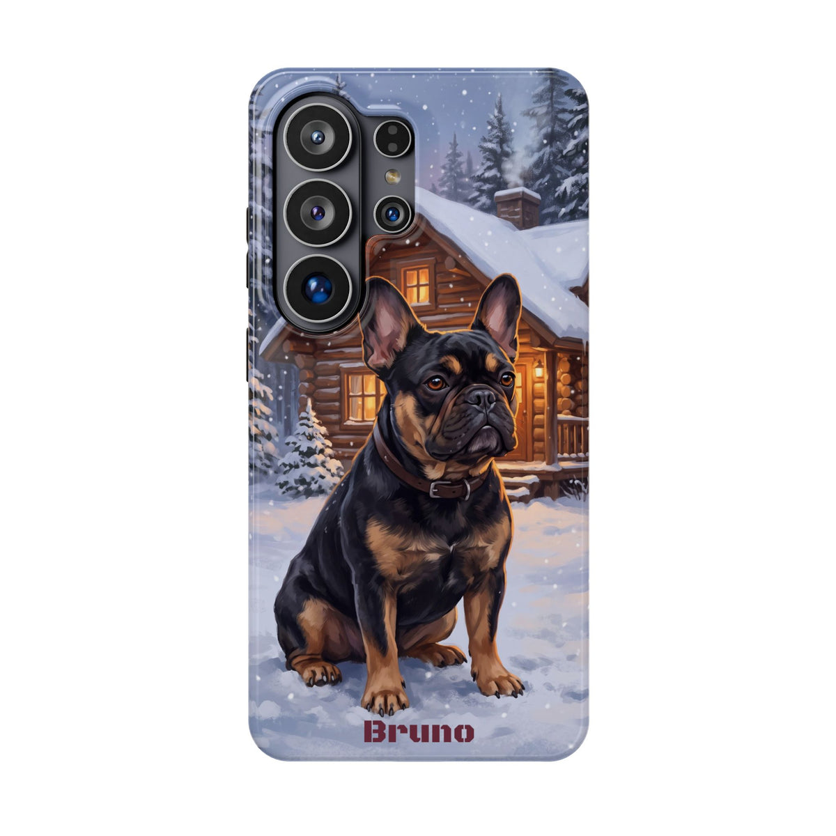 Personalized French Bulldog Cozy Cabin Phone Case — Wireless Charging Cover