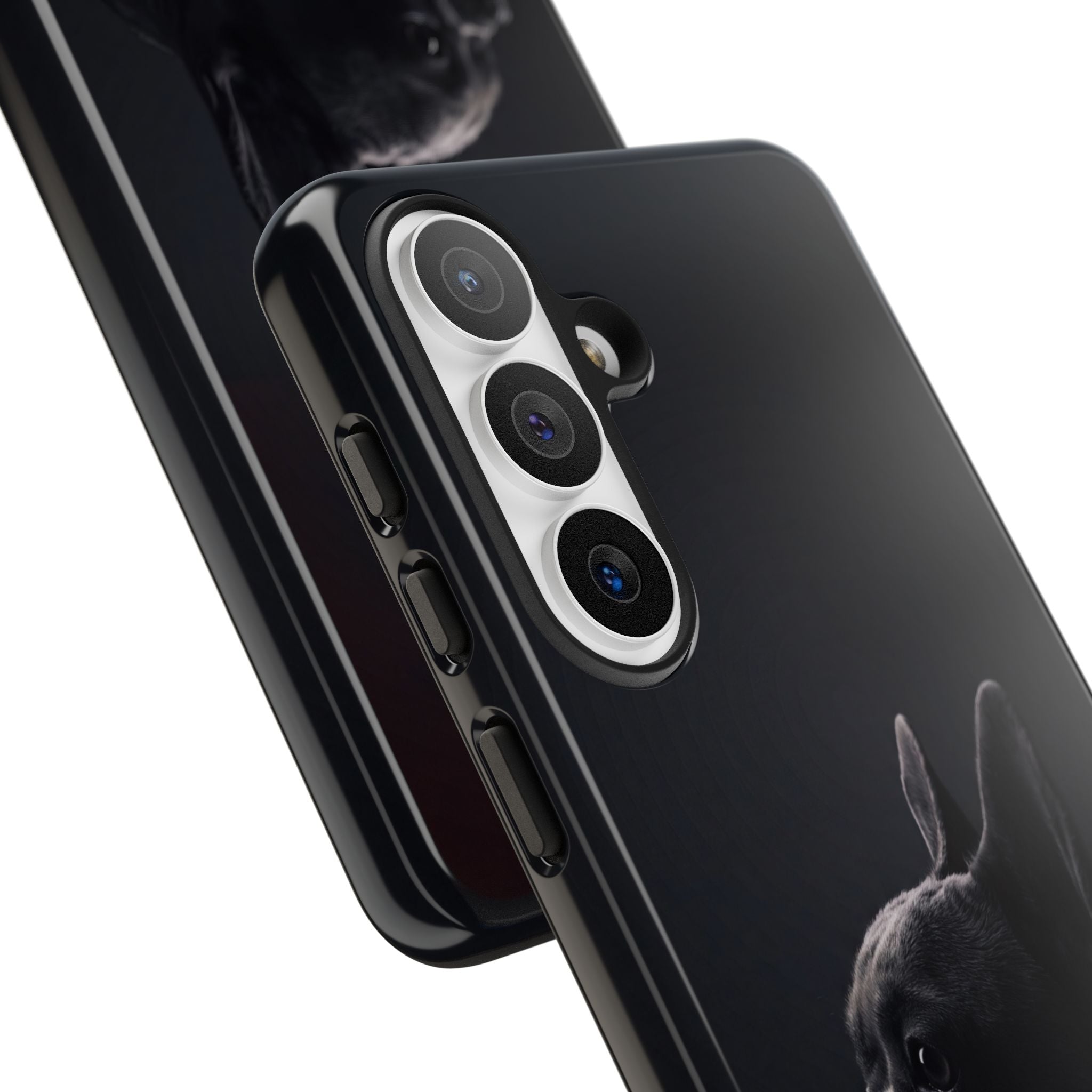 Silhouette French Bulldog Phone Case | Minimalist Black-on-Black Frenchie Profile | iPhone & Samsung
