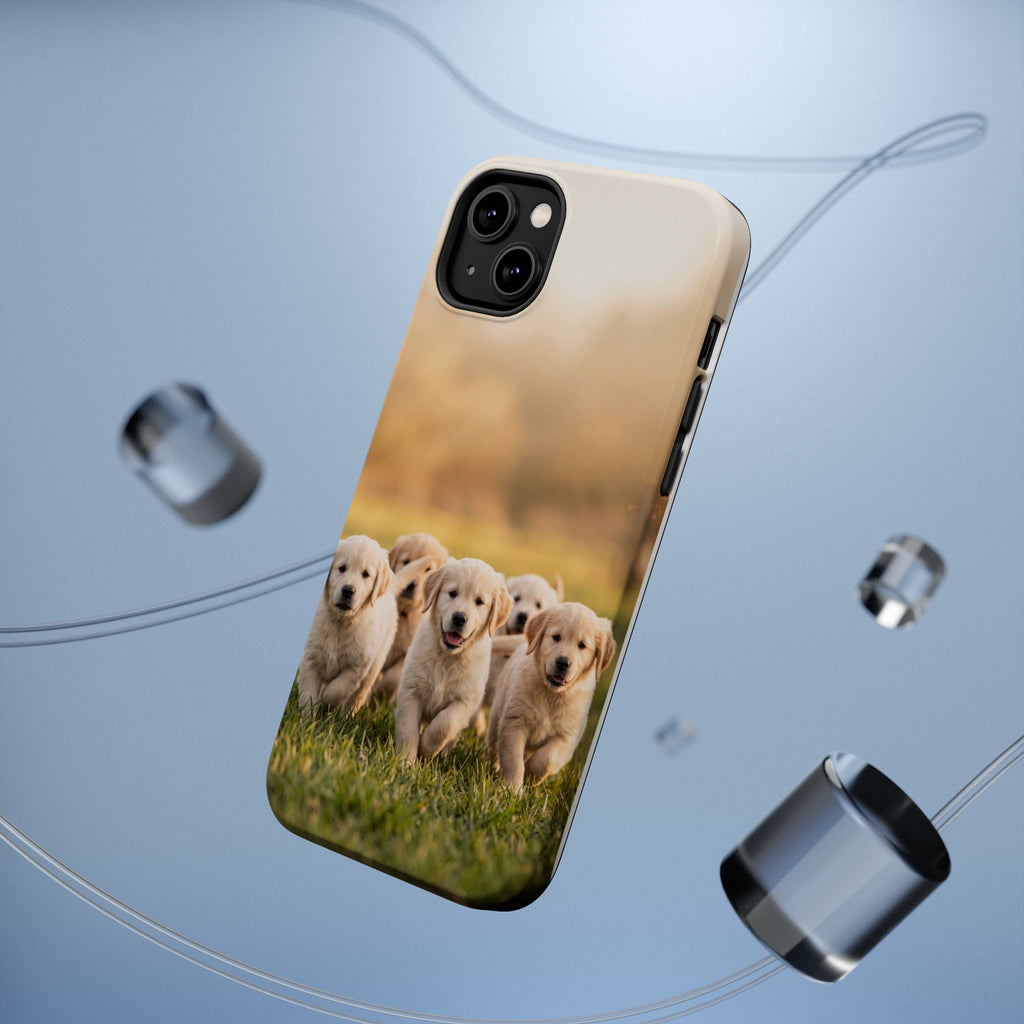 Golden Retriever Puppies Phone Case — Impact-Resistant Wireless Charging Cover