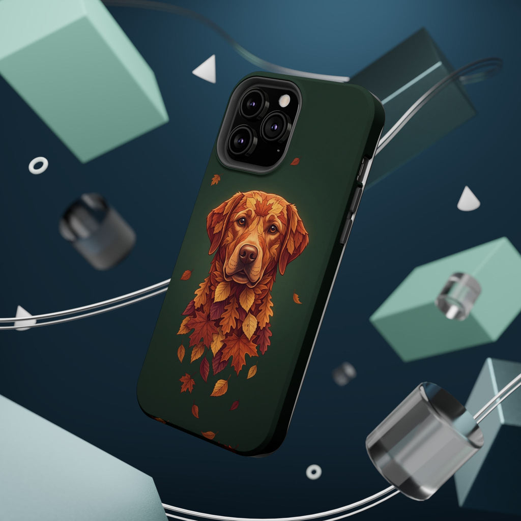 Autumn Leaves Labrador Phone Case — Tough Magnetic Case with Wireless Charging