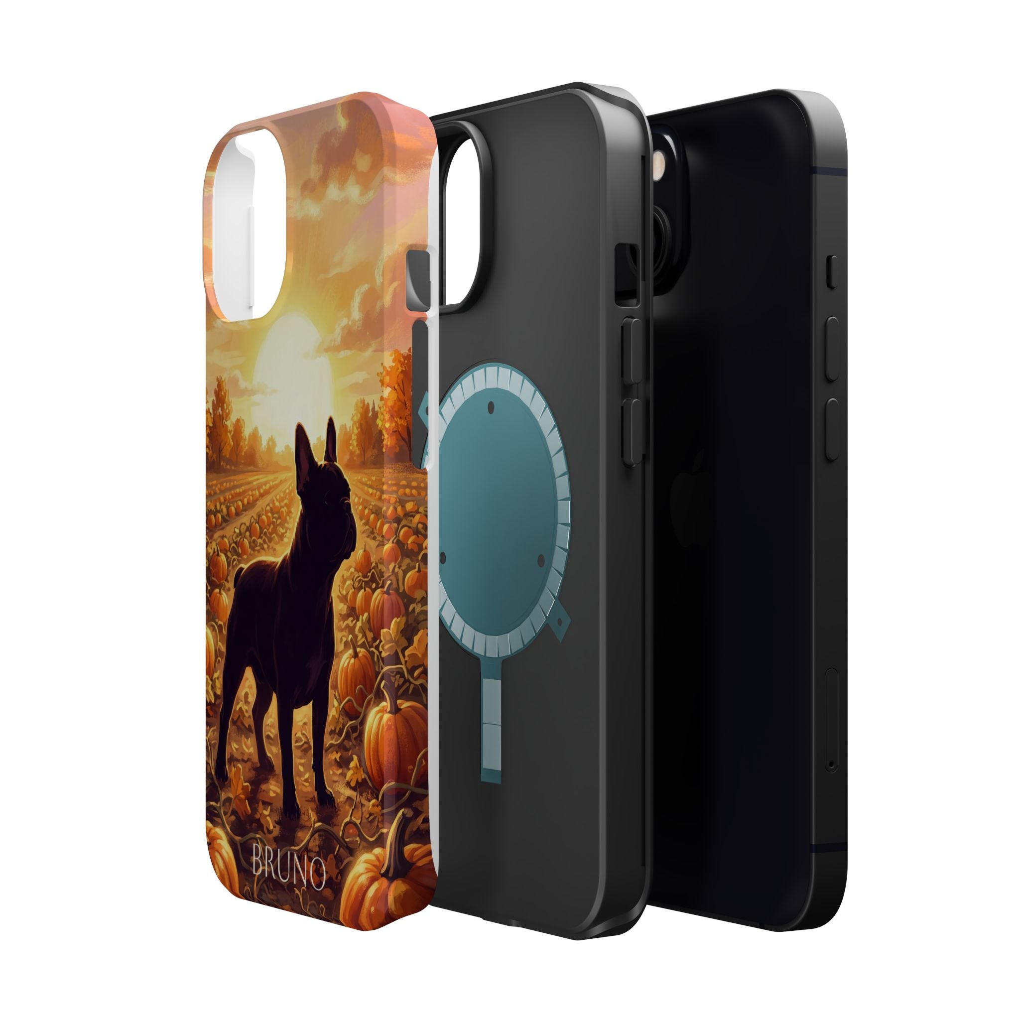 Personalized French Bulldog Pumpkin Patch Phone Case — Wireless Charging Cover