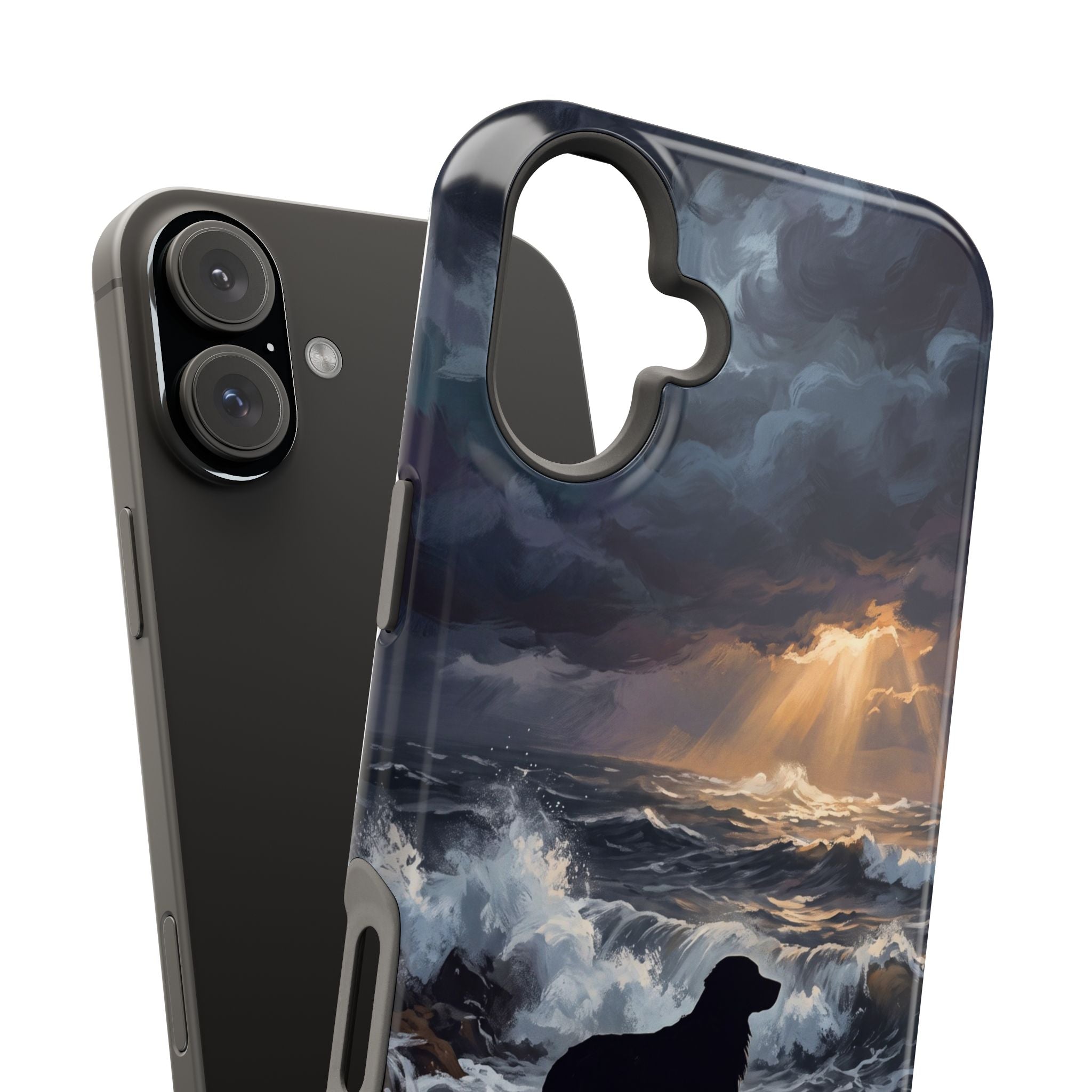 Personalized Golden Retriever Stormy Sea Phone Case — Wireless Charging Cover