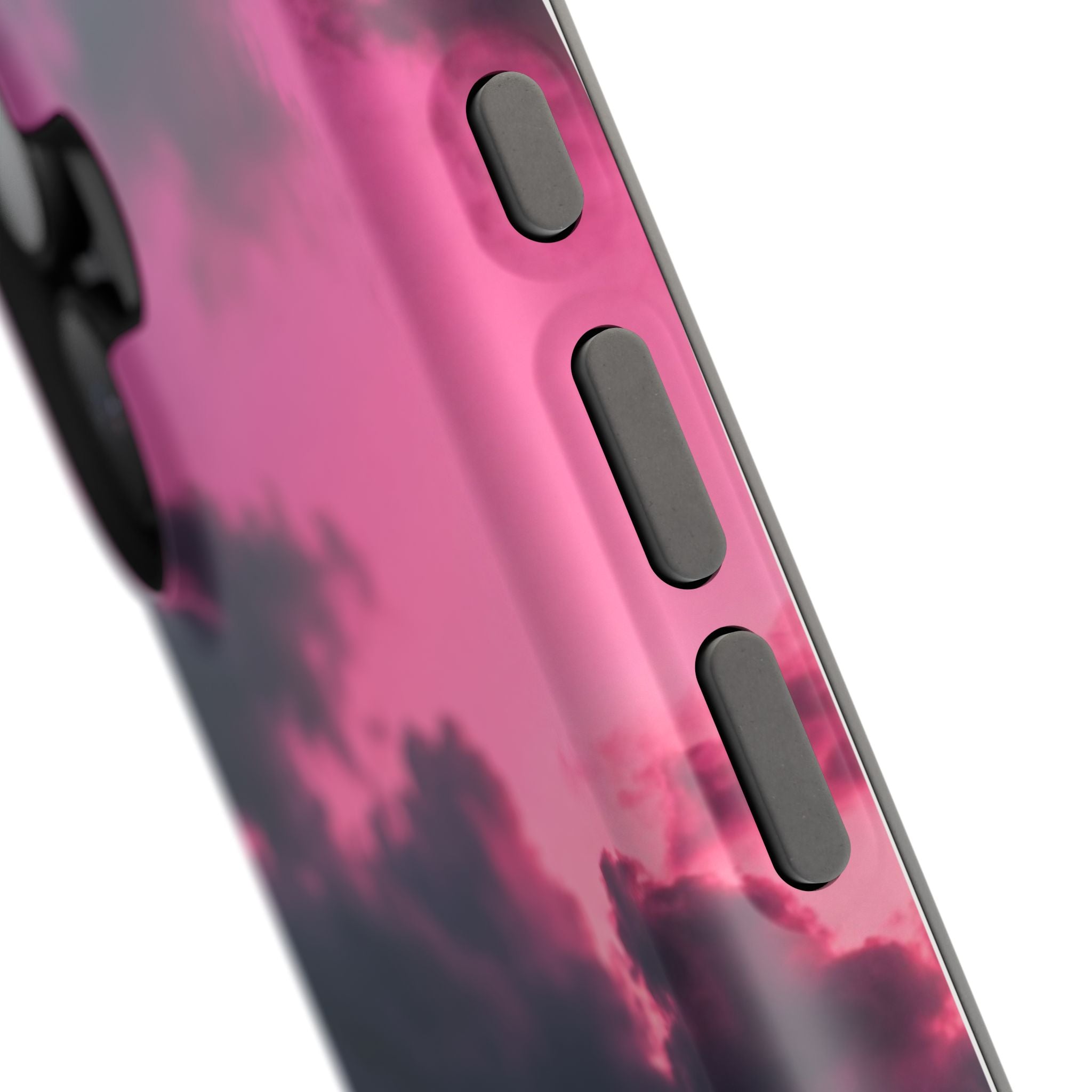 iPhone & Samsung Magnetic Impact-Resistant Phone Case — Pink Twilight Cloud with Paw Print
