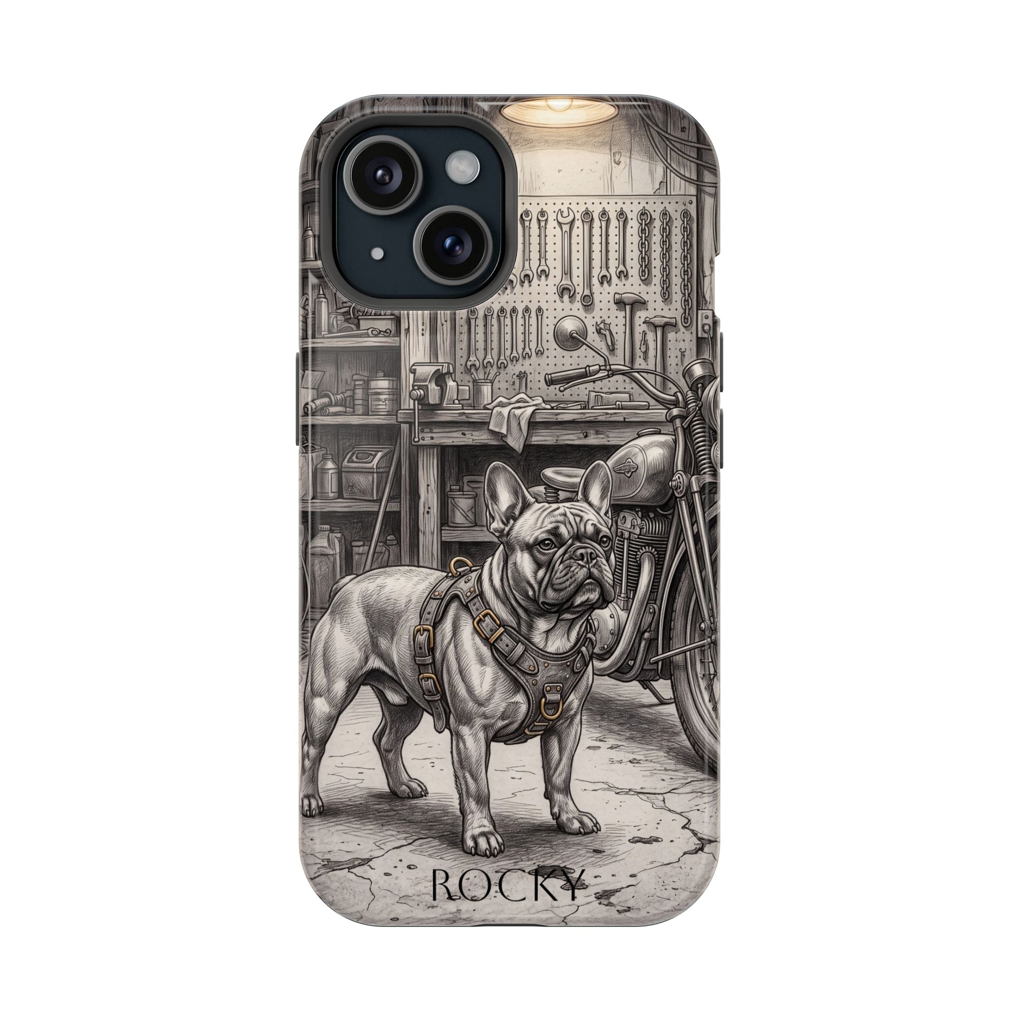 Personalized French Bulldog Vintage Street Phone Case — Wireless Charging Cover