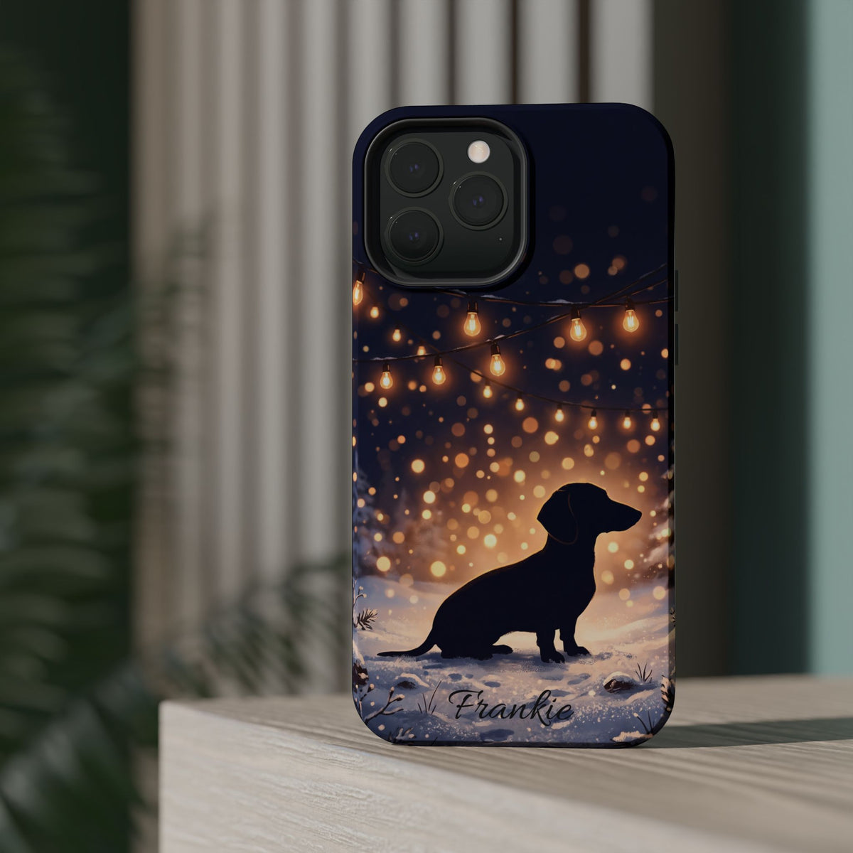 Personalized Dachshund Golden Sparks Phone Case — Wireless Charging Cover