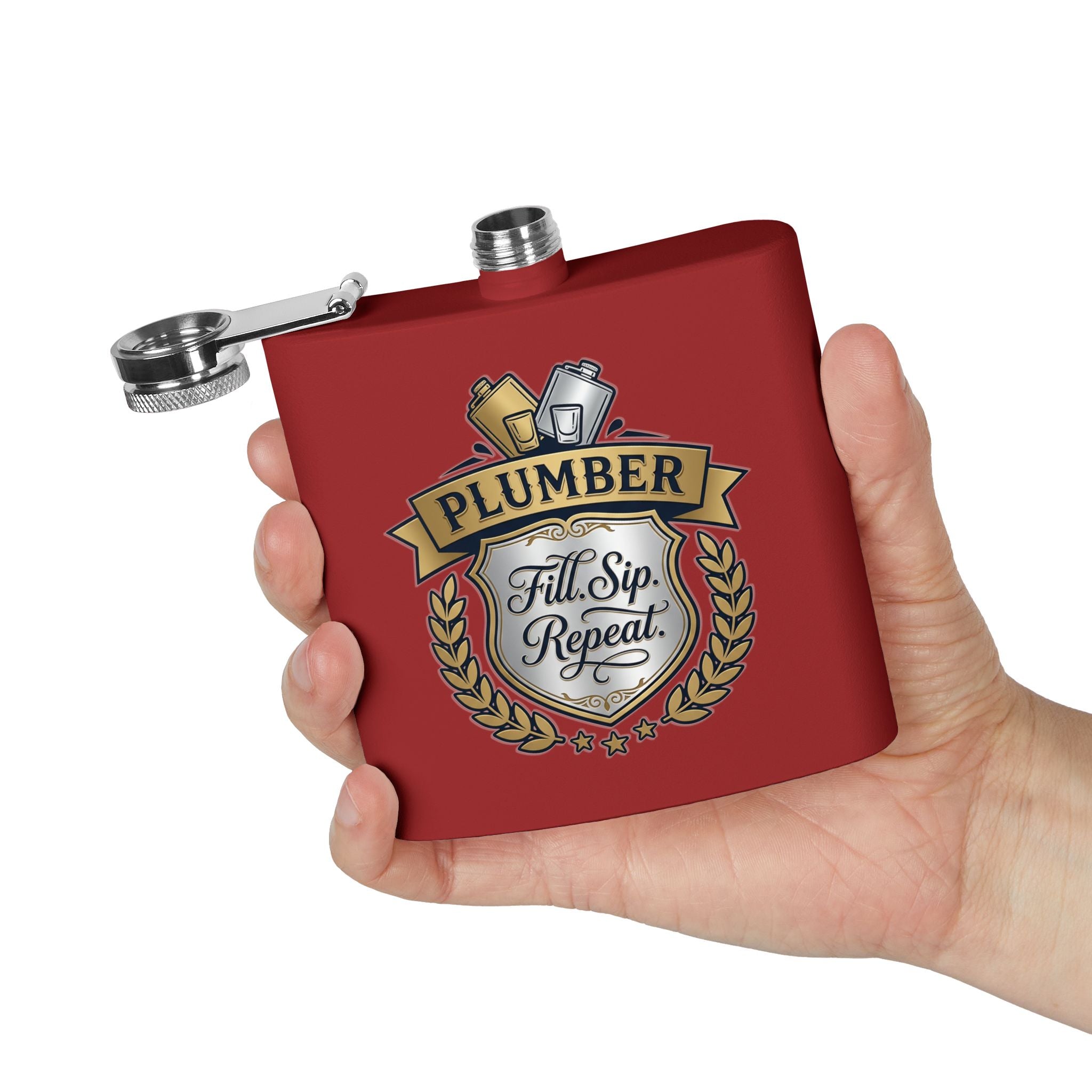 Flask — "Fill. Sip. Repeat." 6oz Stainless Steel Hip Flask