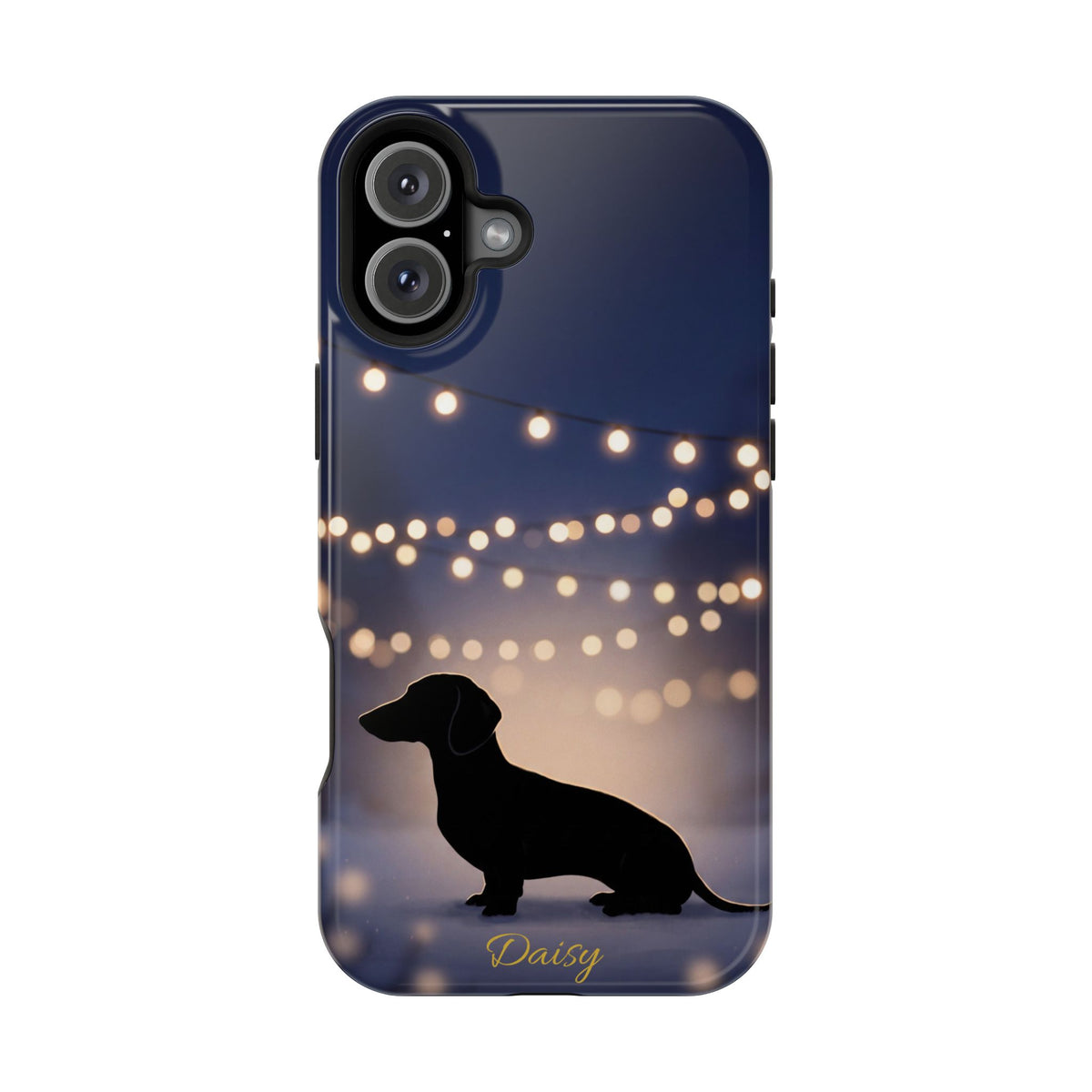 Personalized Dachshund Fairy Lights Phone Case — Wireless Charging Cover