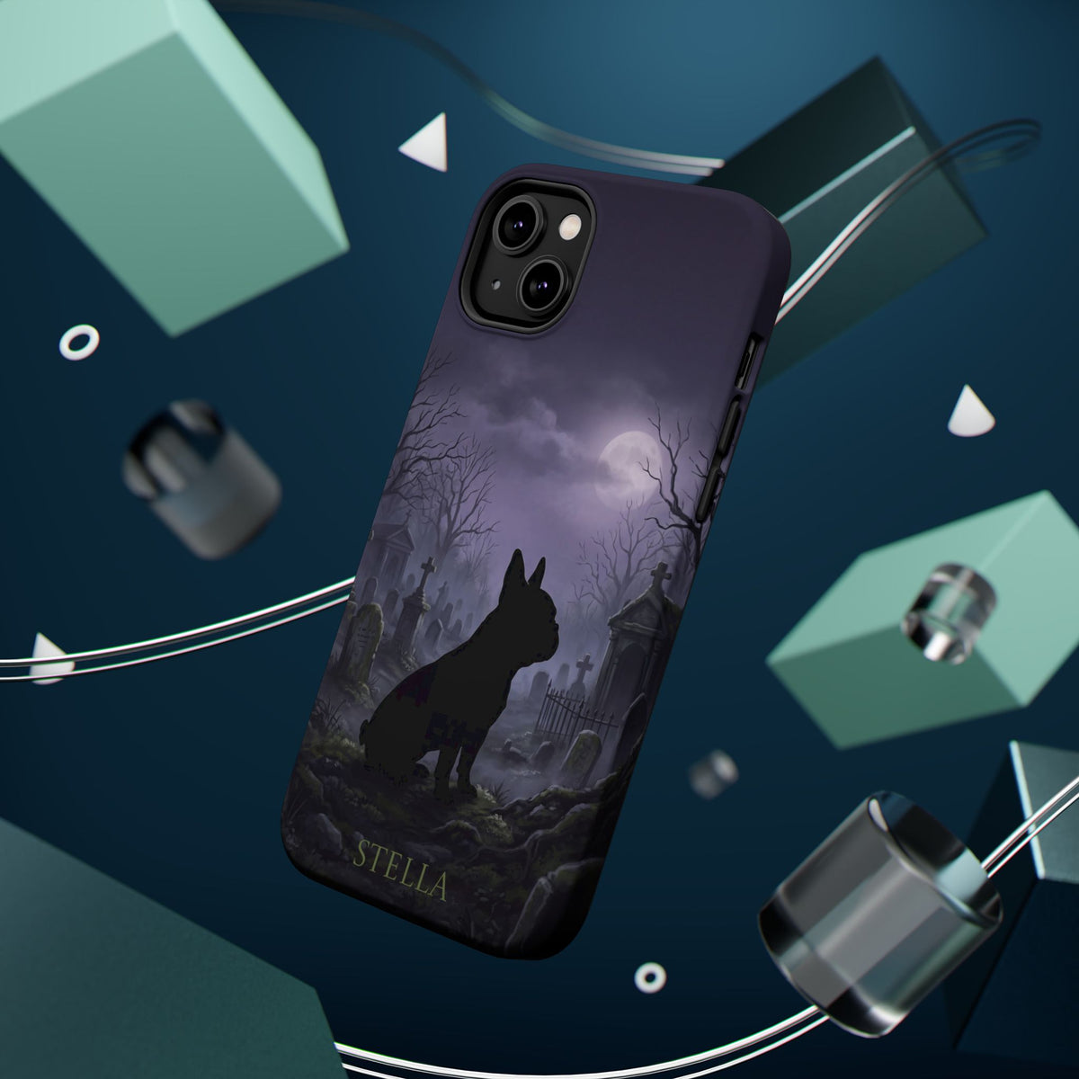 Personalized French Bulldog Moonlit Graveyard Phone Case — Wireless Charging Cover