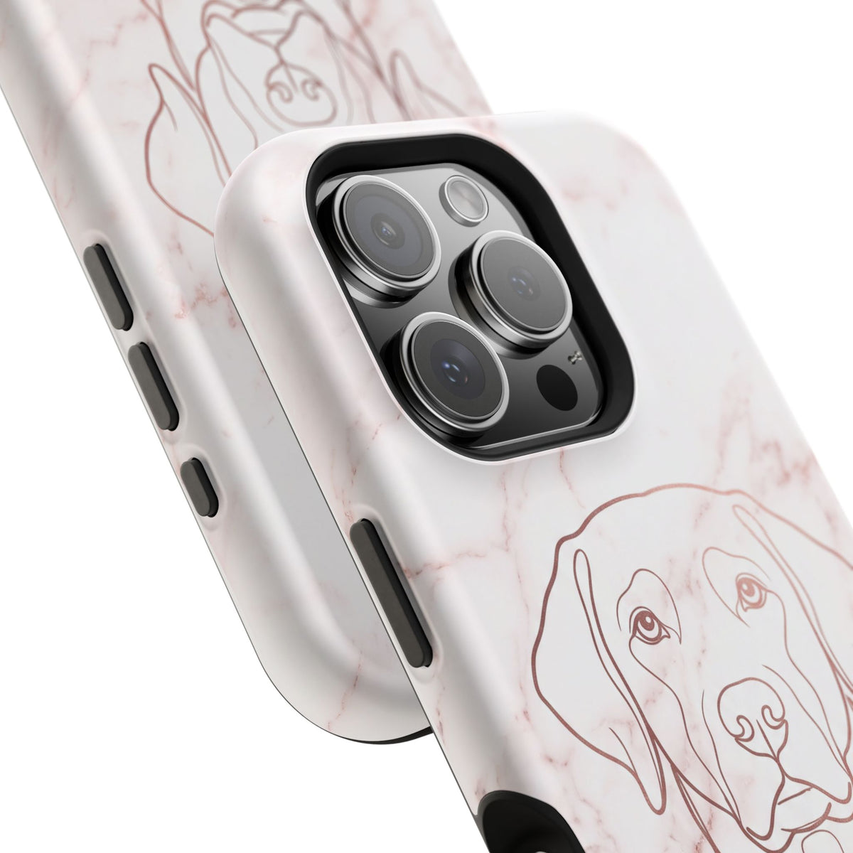 Personalized Rose Gold Marble Labrador Phone Case — Tough Magnetic Case with Wireless Charging