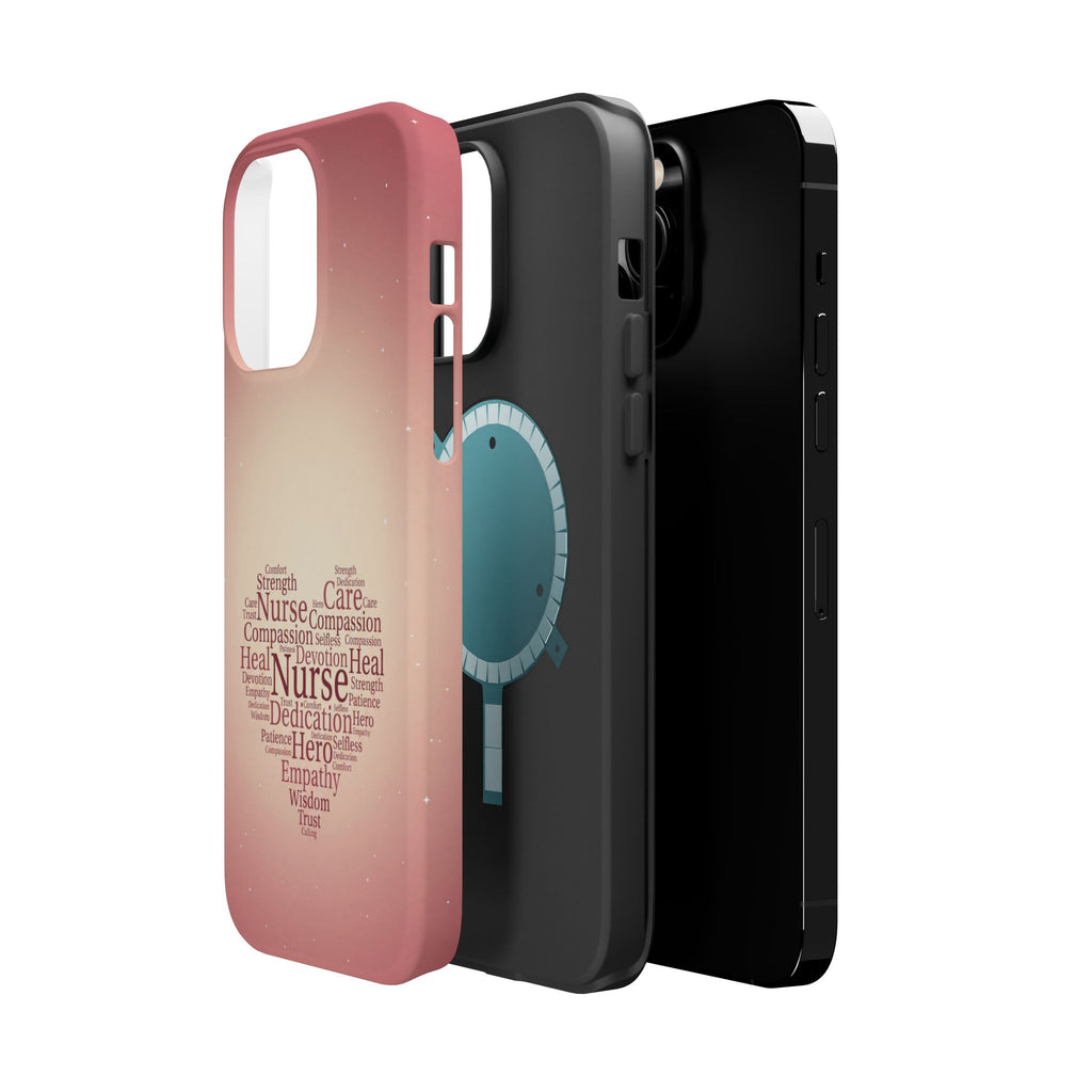 Nurse Heart Word Art Phone Case — Impact-Resistant Wireless Charging Cover