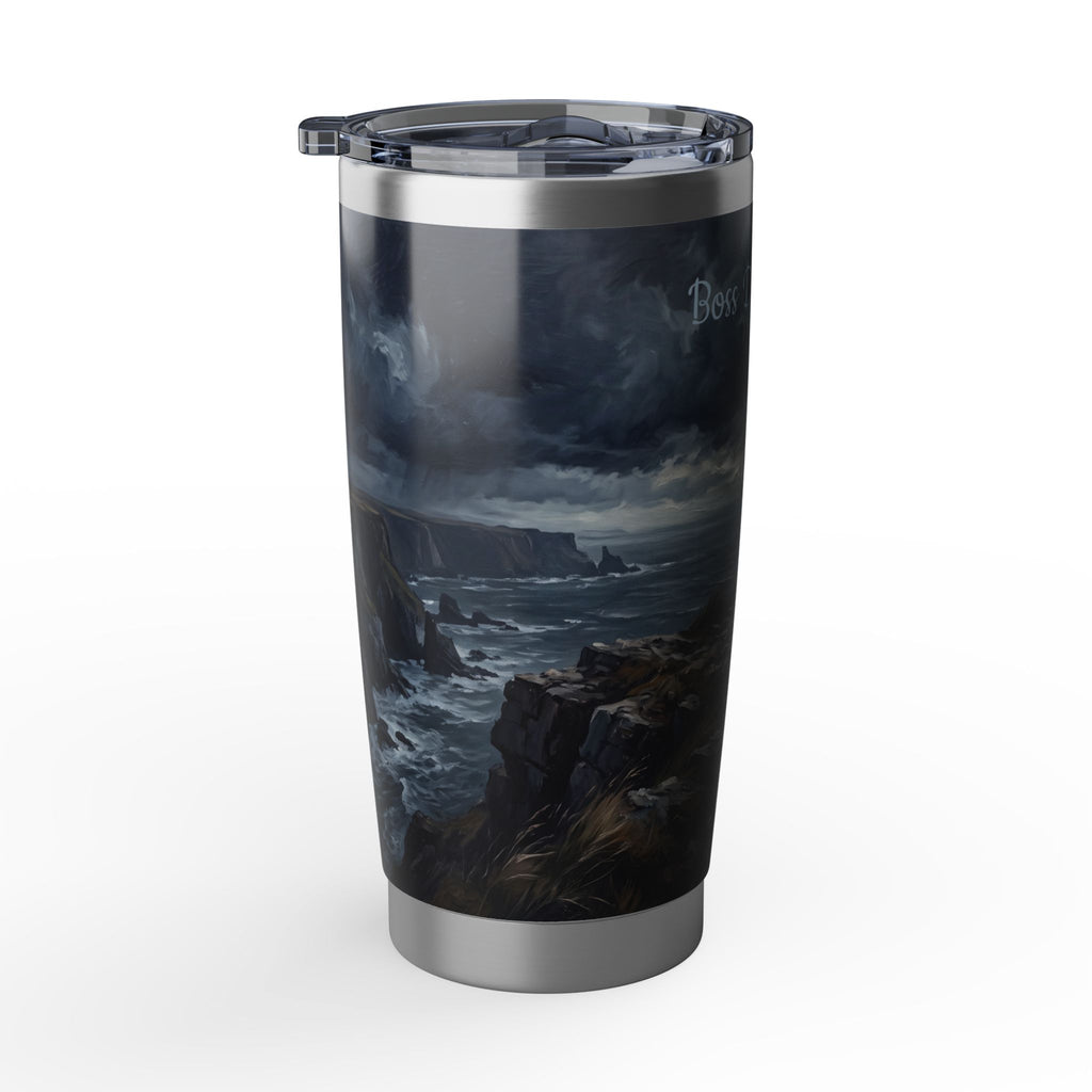 Golden Retriever Tumbler Personalized – 20 oz Stainless Steel Travel Mug with Custom Name, Coastal Cliffs Design
