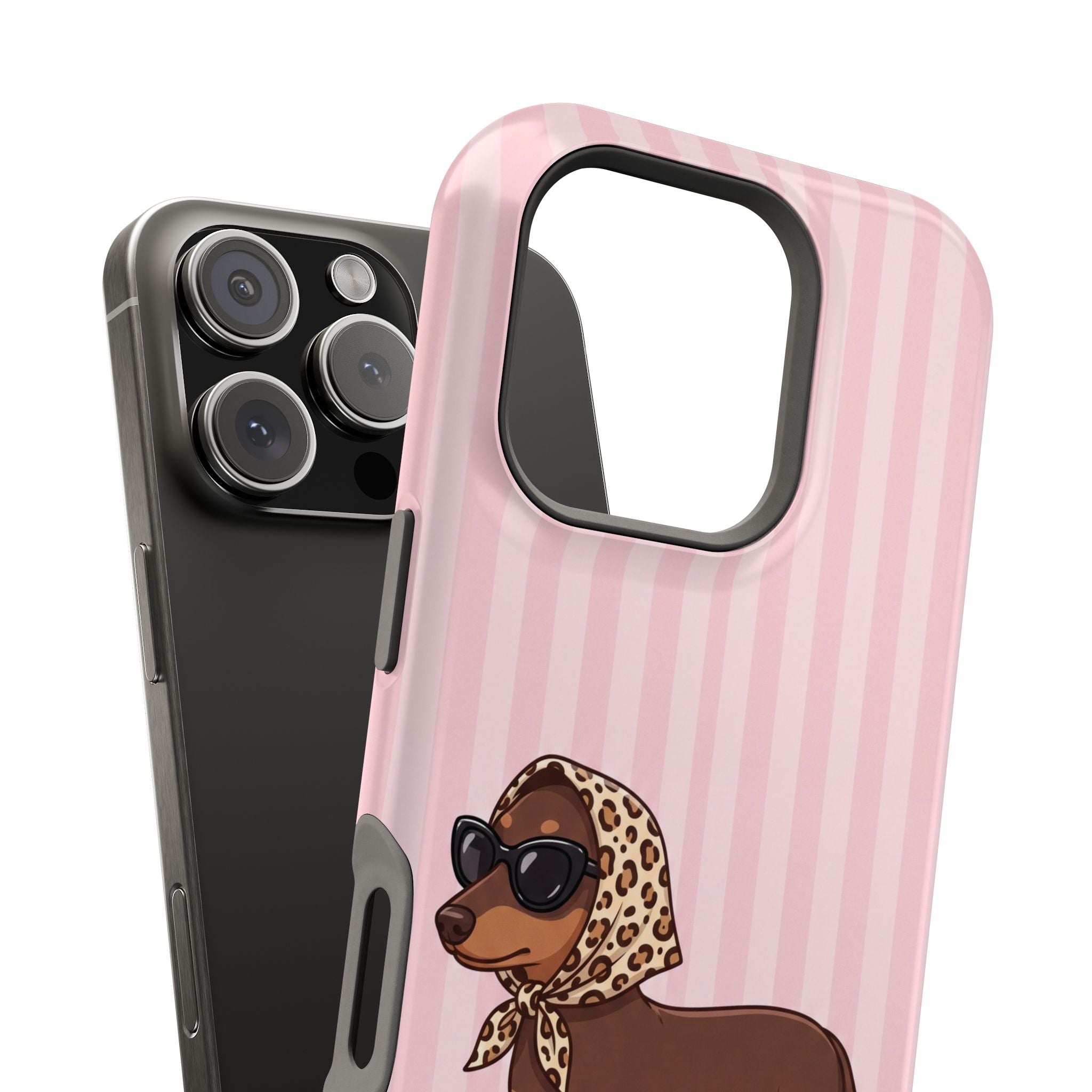 Preppy Dachshund Phone Case — Impact-Resistant Wireless Charging Cover
