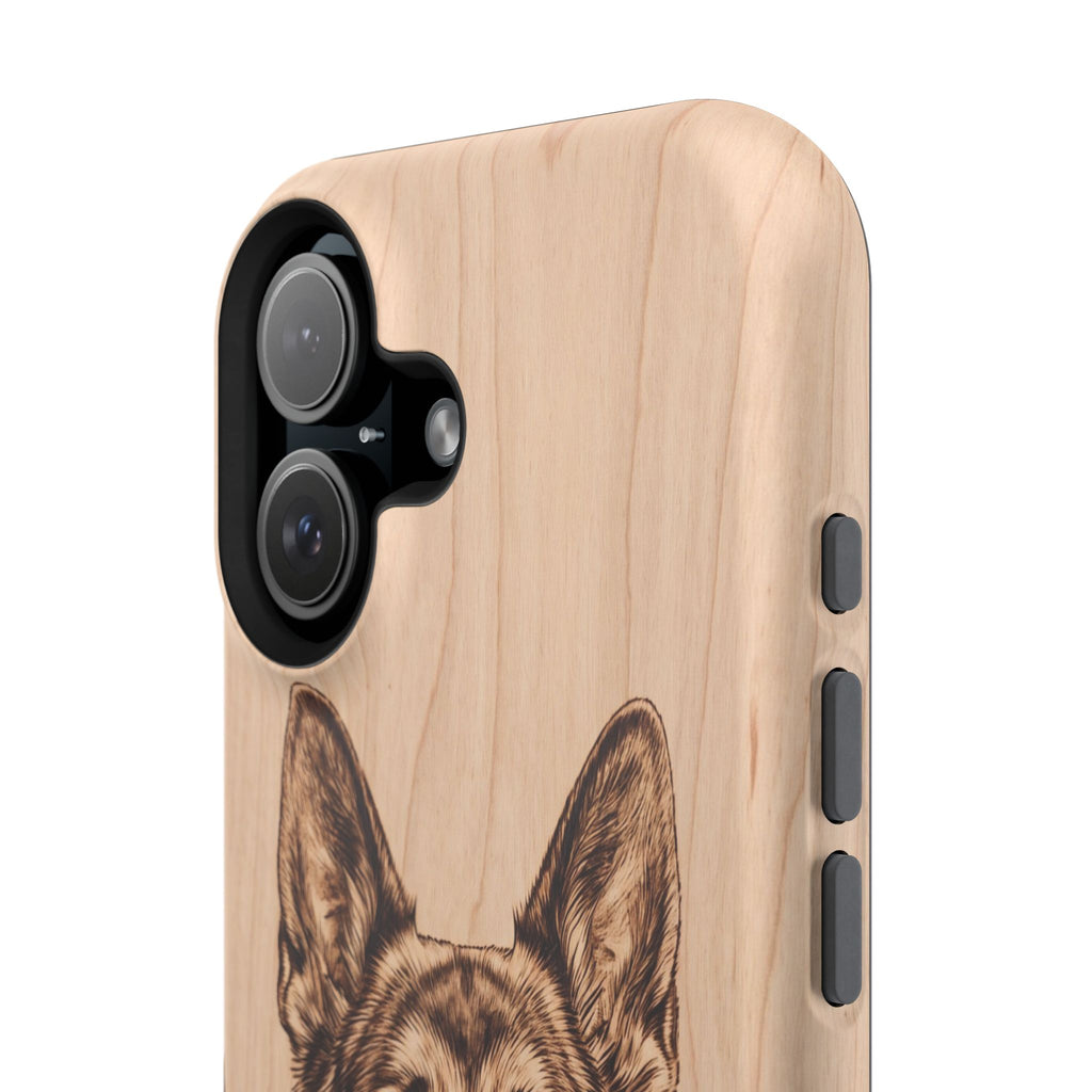 German Shepherd Phone Case | Pyrography Art — Tough Magnetic Case with Wireless Charging