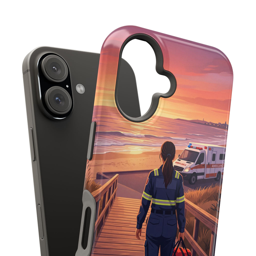 Sunset Boardwalk Personalized Paramedic Phone Case — Wireless Charging Cover
