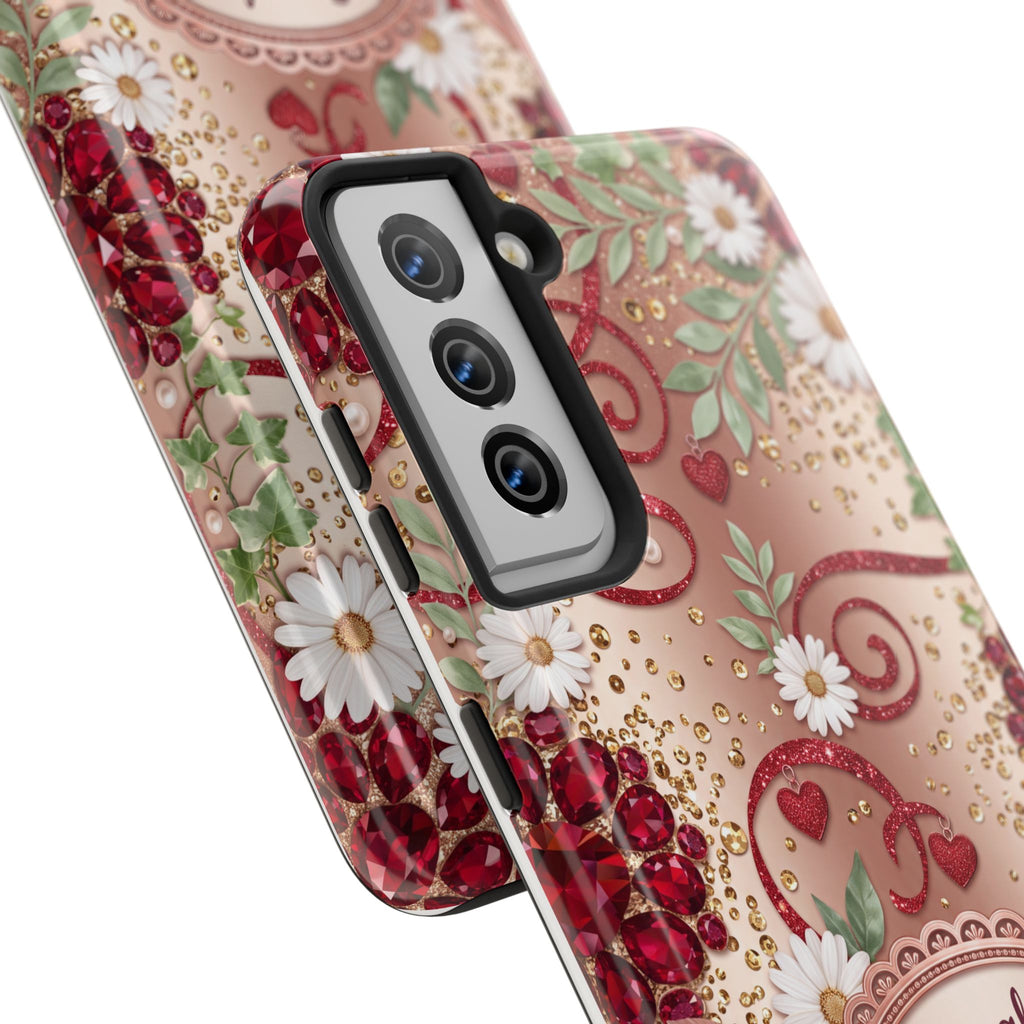 Personalized Teacher Phone Case — Custom Name and Message - Floral Jeweled Design