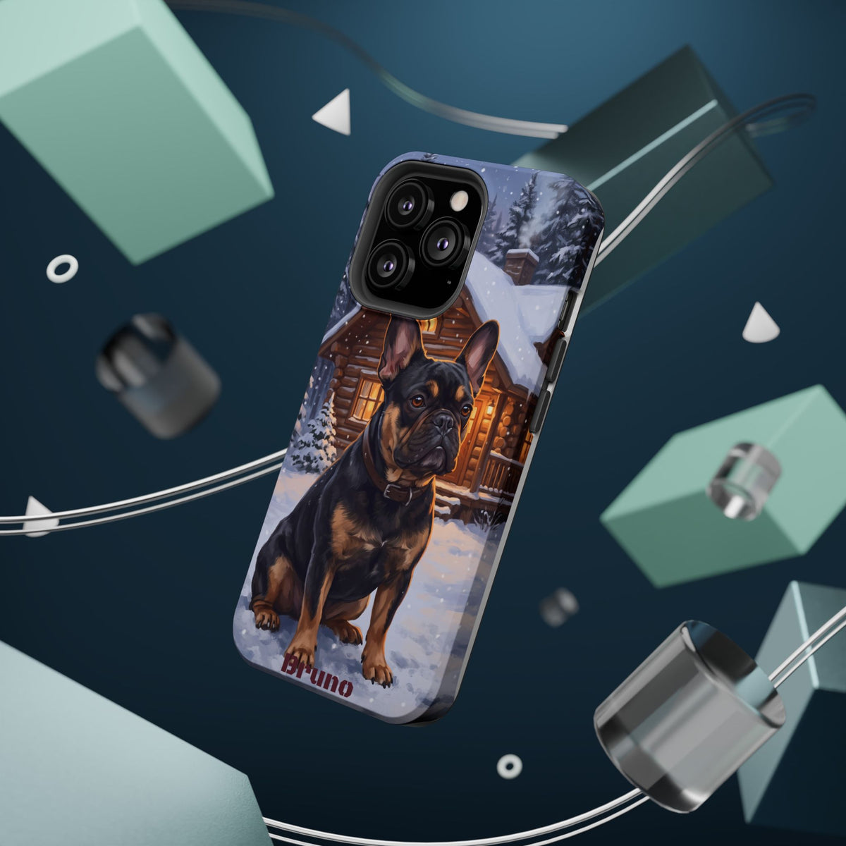 Personalized French Bulldog Cozy Cabin Phone Case — Wireless Charging Cover