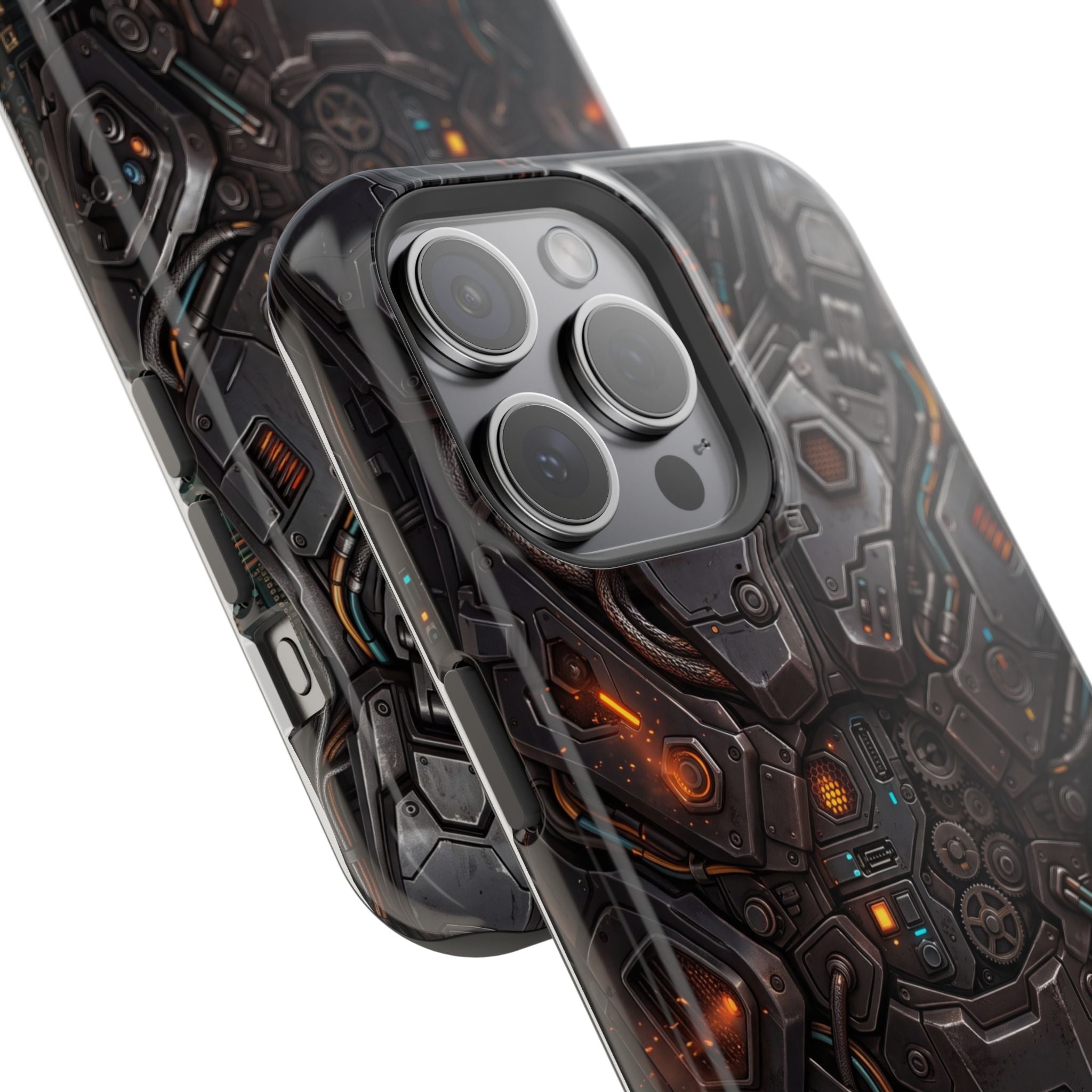 Mech Armor Phone Case — Industrial Circuit Wireless Charging Cover
