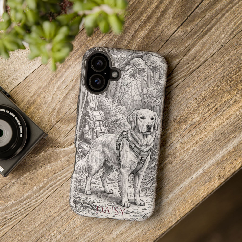 Personalized Golden Retriever Woodland Trail Phone Case — Wireless Charging Cover