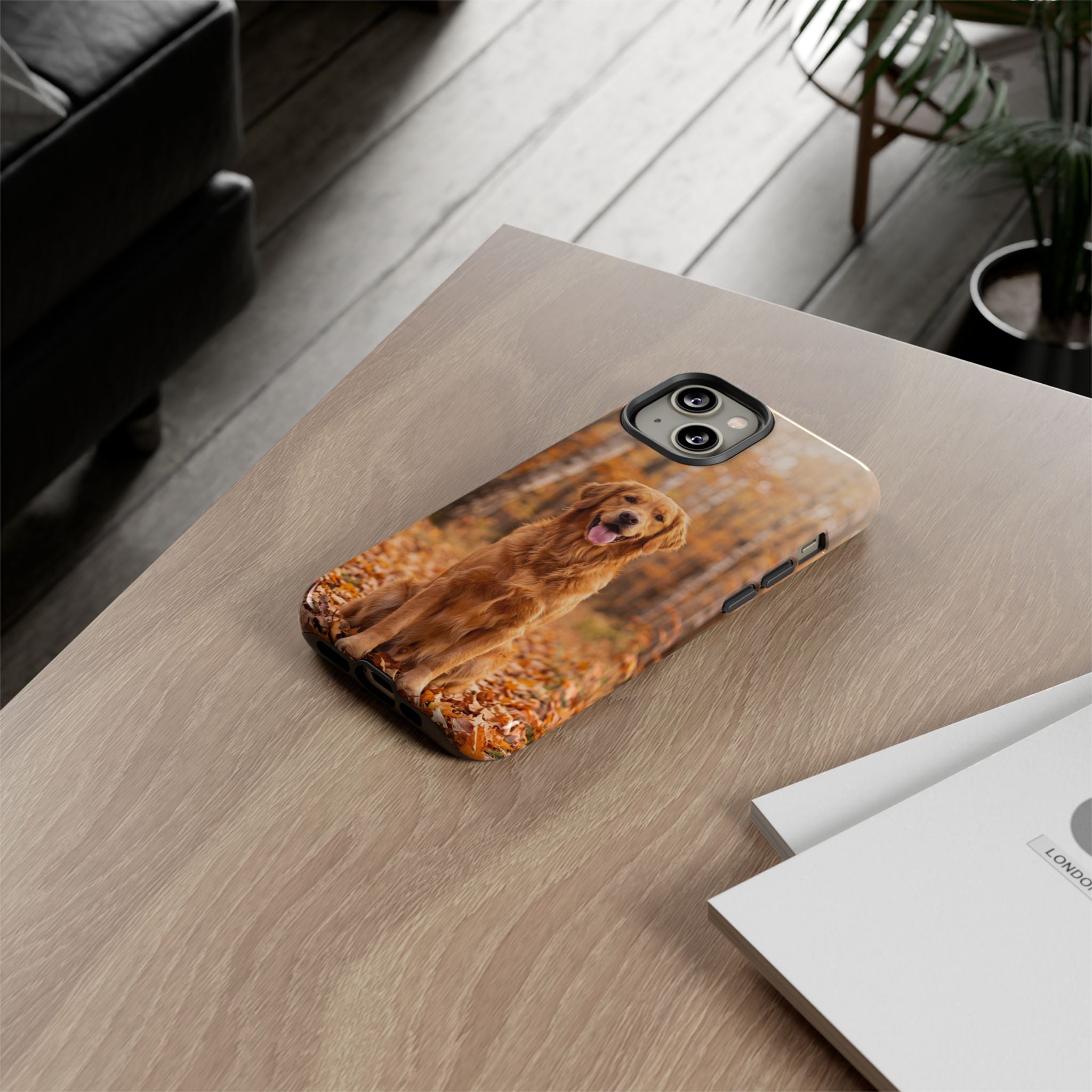 Golden Retriever Autumn Forest Phone Case | Happy Dog in Fall Foliage | Samsung & iPhone
