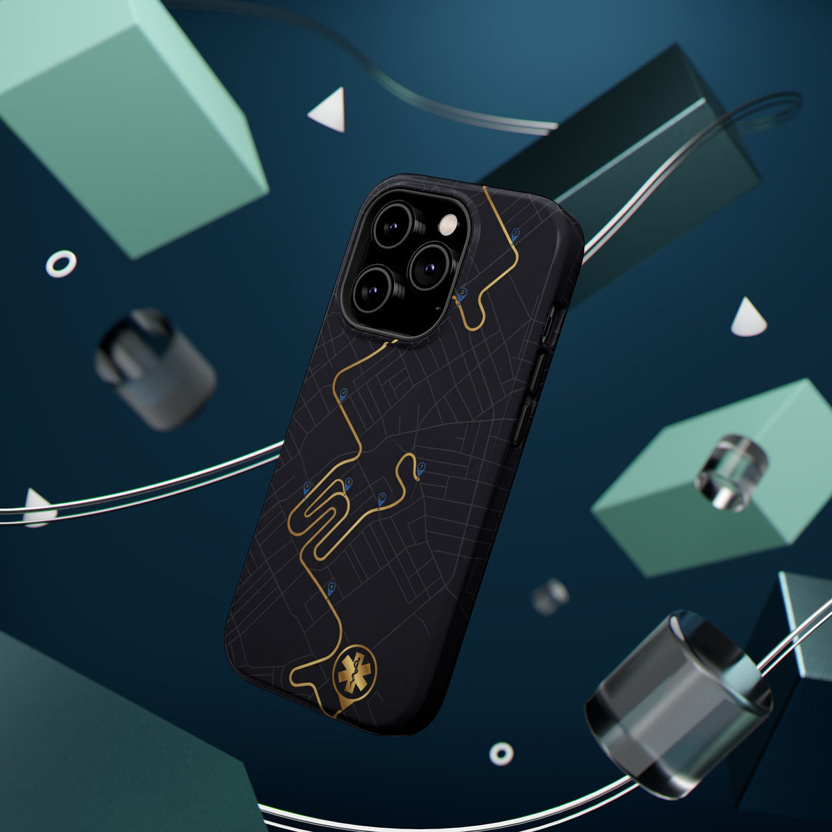 Paramedic/EMT Route Line Phone Case — Magnetic Wireless Charging Cover