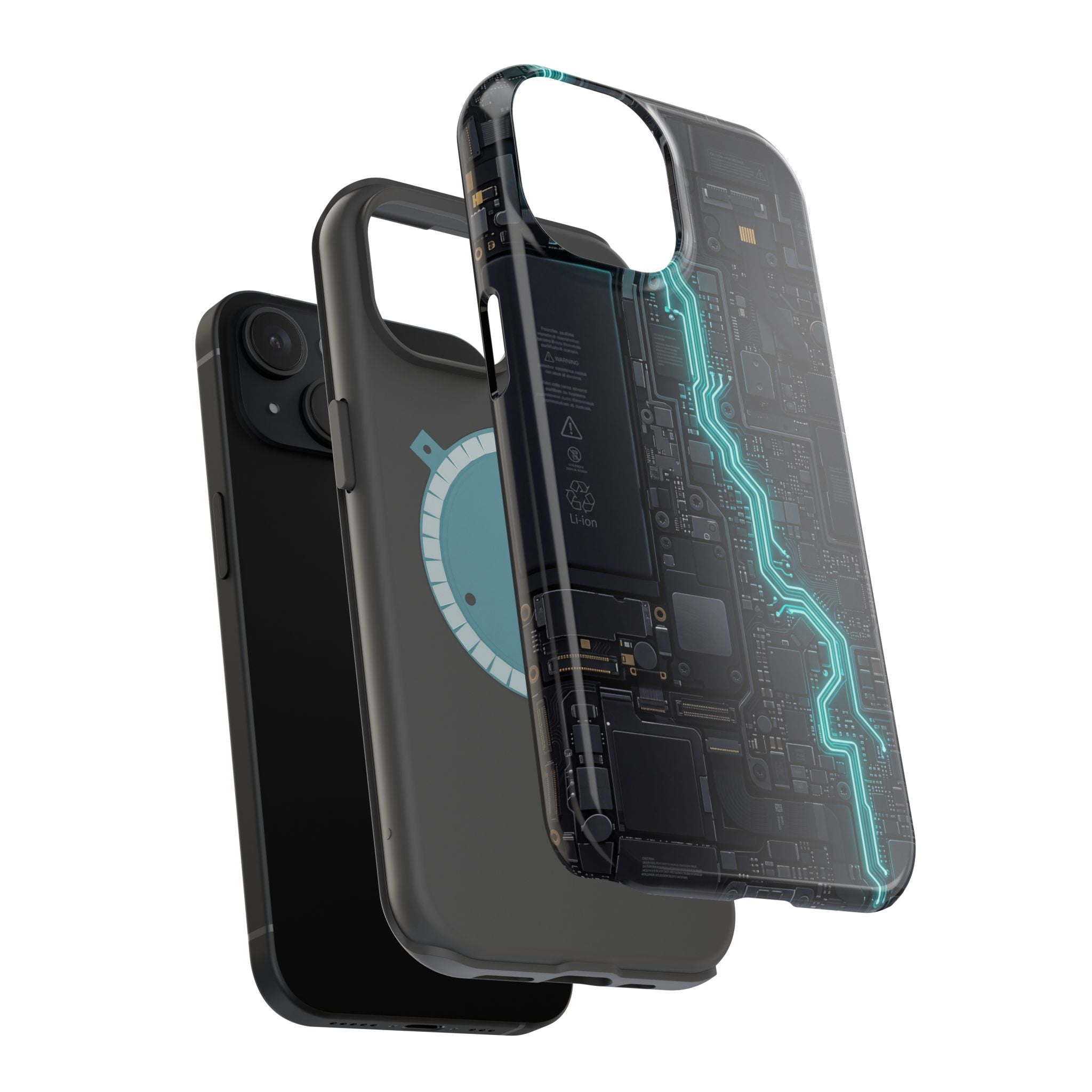 Cyan Bolt Electrician Phone Case — Electric Circuit Wireless Charging Cover