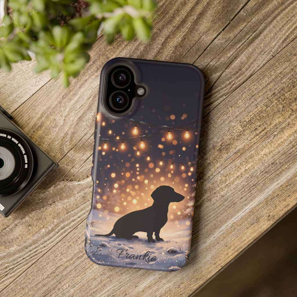 Personalized Dachshund Golden Sparks Phone Case — Wireless Charging Cover
