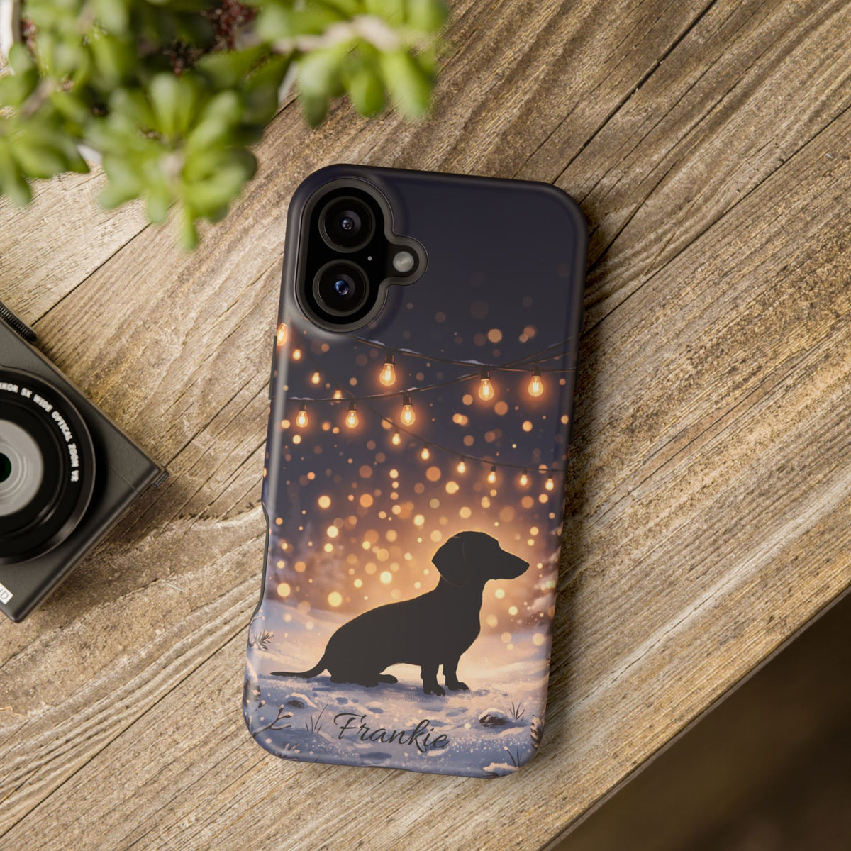 Personalized Dachshund Golden Sparks Phone Case — Wireless Charging Cover
