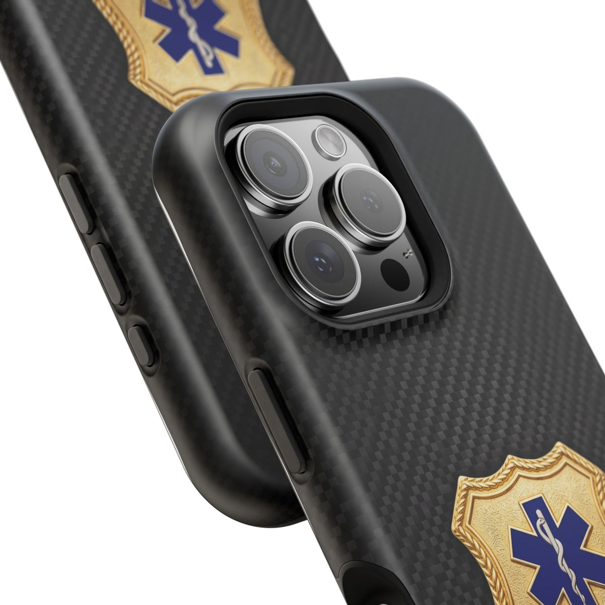 Gold Paramedic Badge Black Phone Case — Magnetic Wireless Charging Cover