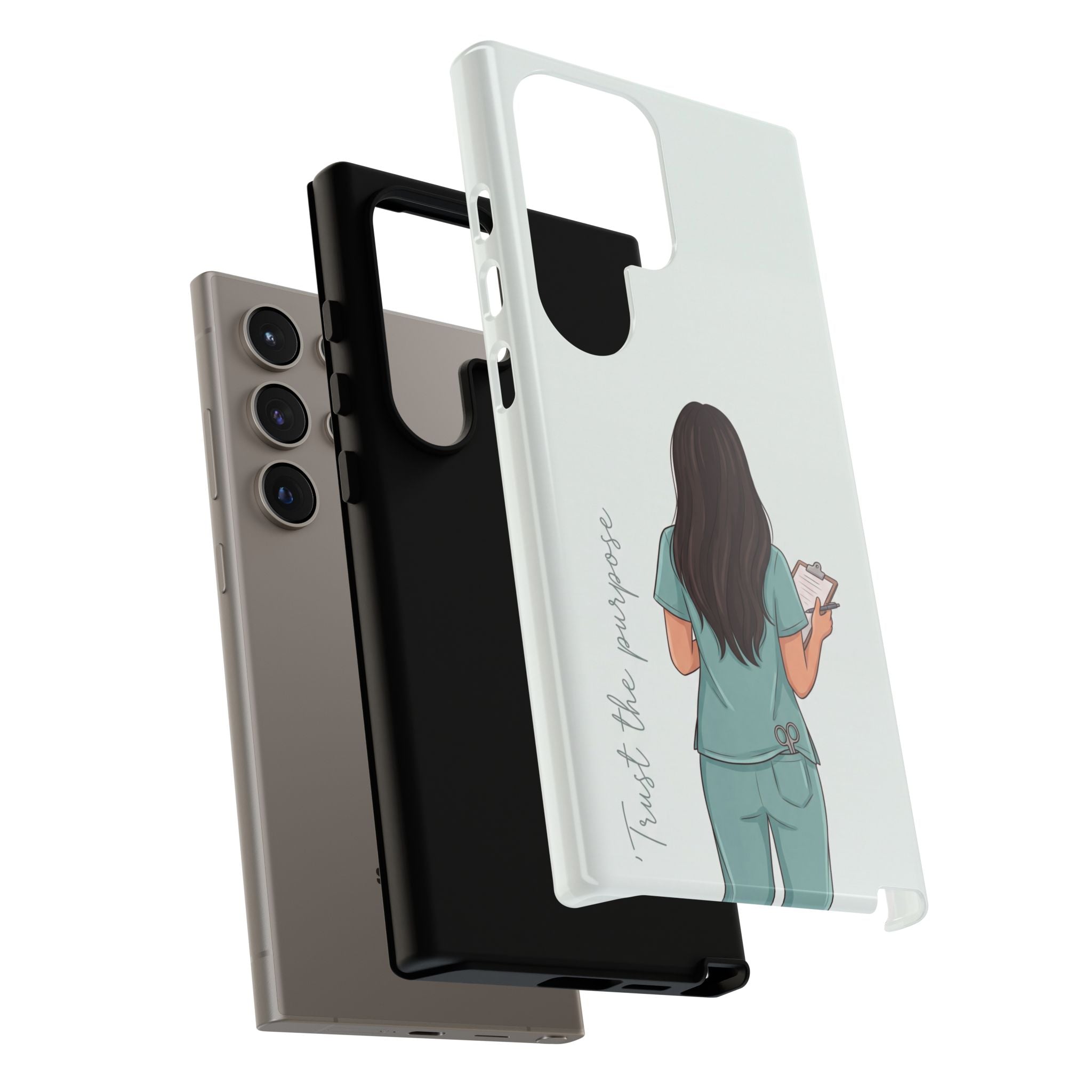 "Trust the Purpose" Nurse Phone Case | Illustrated Nurse in Scrubs Design | iPhone & Samsung