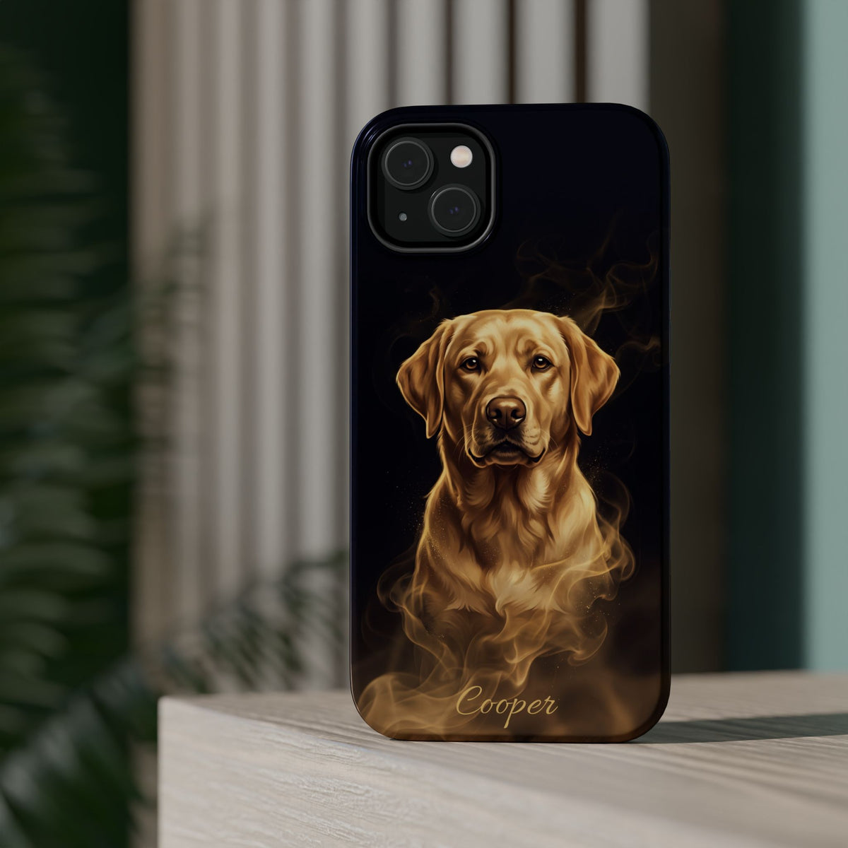 Personalized Gold Smoke Labrador Phone Case — Tough Magnetic Case with Wireless Charging
