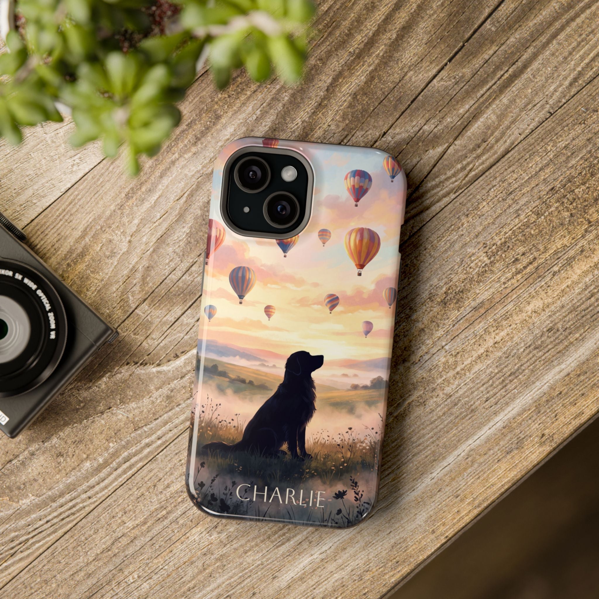 Personalized Golden Retriever Hot Air Balloon Phone Case — Wireless Charging Cover