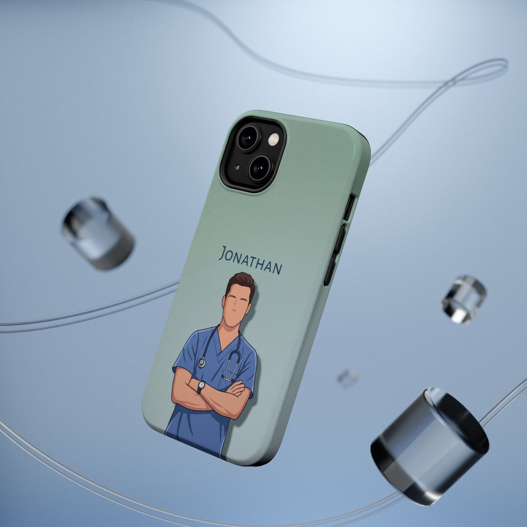 Personalized Nurse Portrait Phone Case — Impact-Resistant Wireless Charging Cover