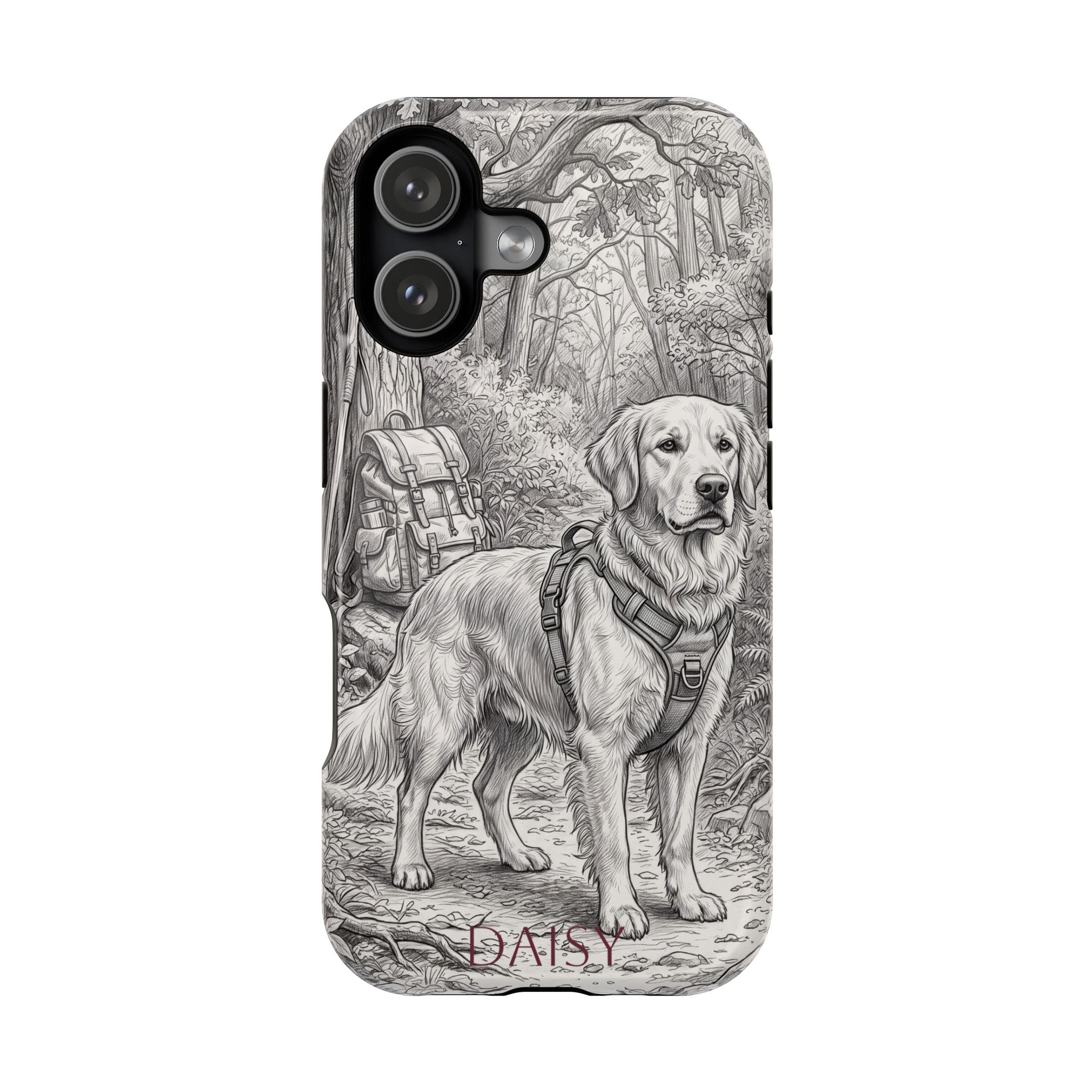 Personalized Golden Retriever Woodland Trail Phone Case — Wireless Charging Cover