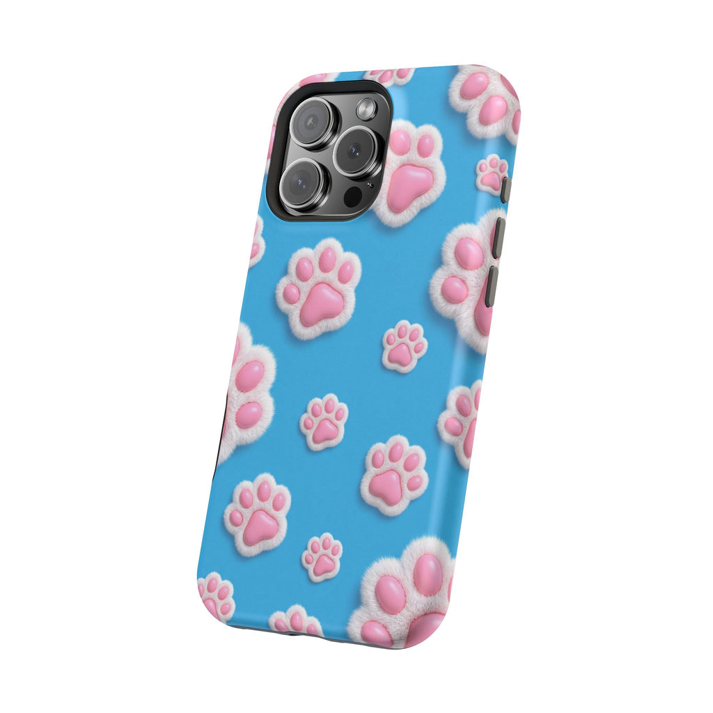 Fluffy Paw Print Phone Case | Cute 3D Pink Paw Pattern Case for Dog & Cat Lovers | iPhone & Samsung