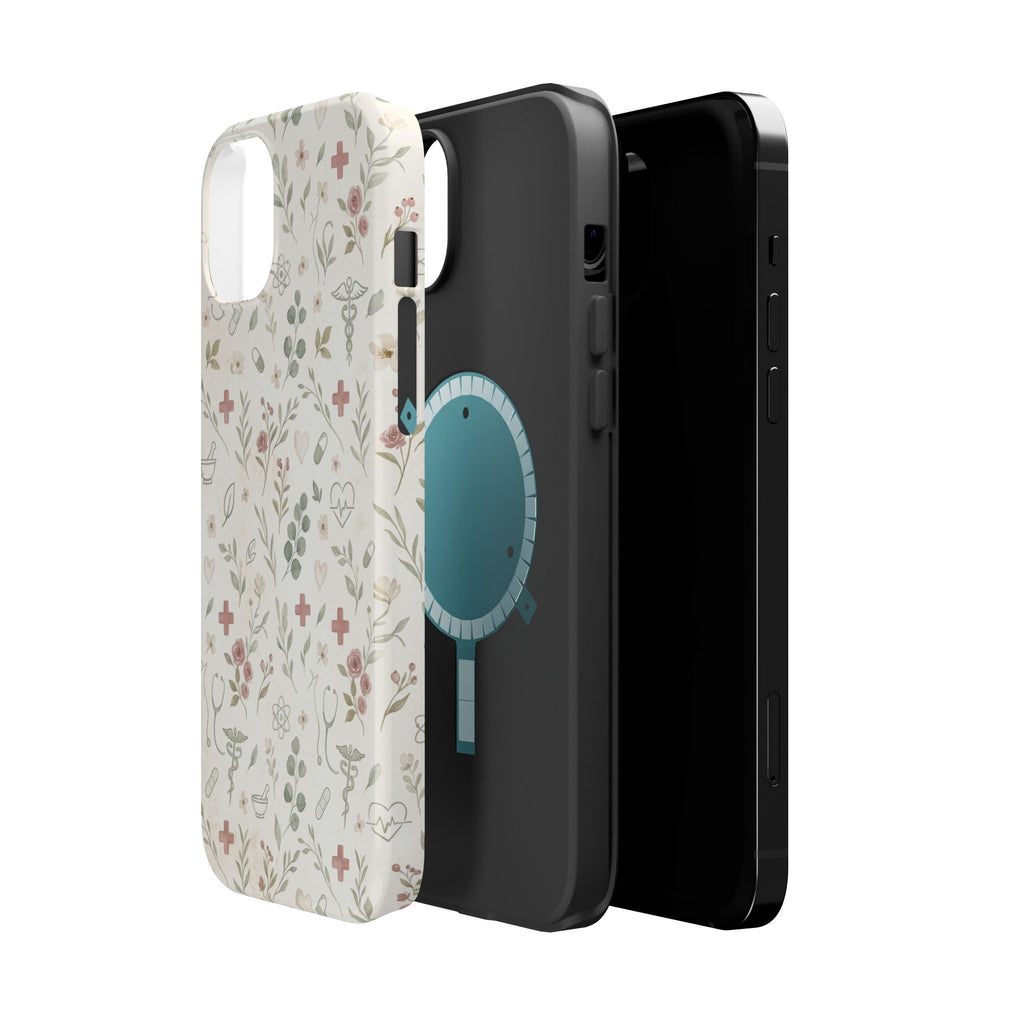 Floral Nurse Phone Case — Impact-Resistant Wireless Charging Cover