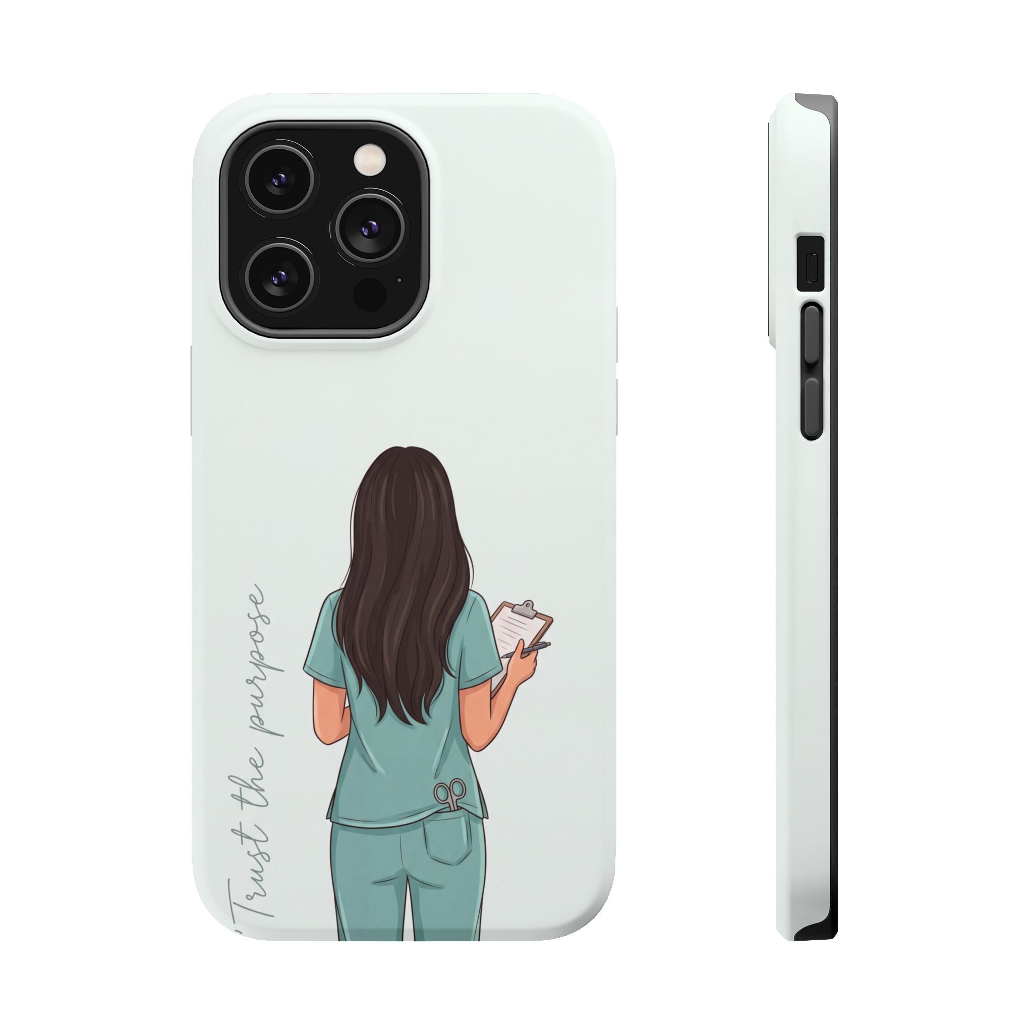 Nurse Illustration Phone Case — Impact-Resistant Wireless Charging Cover