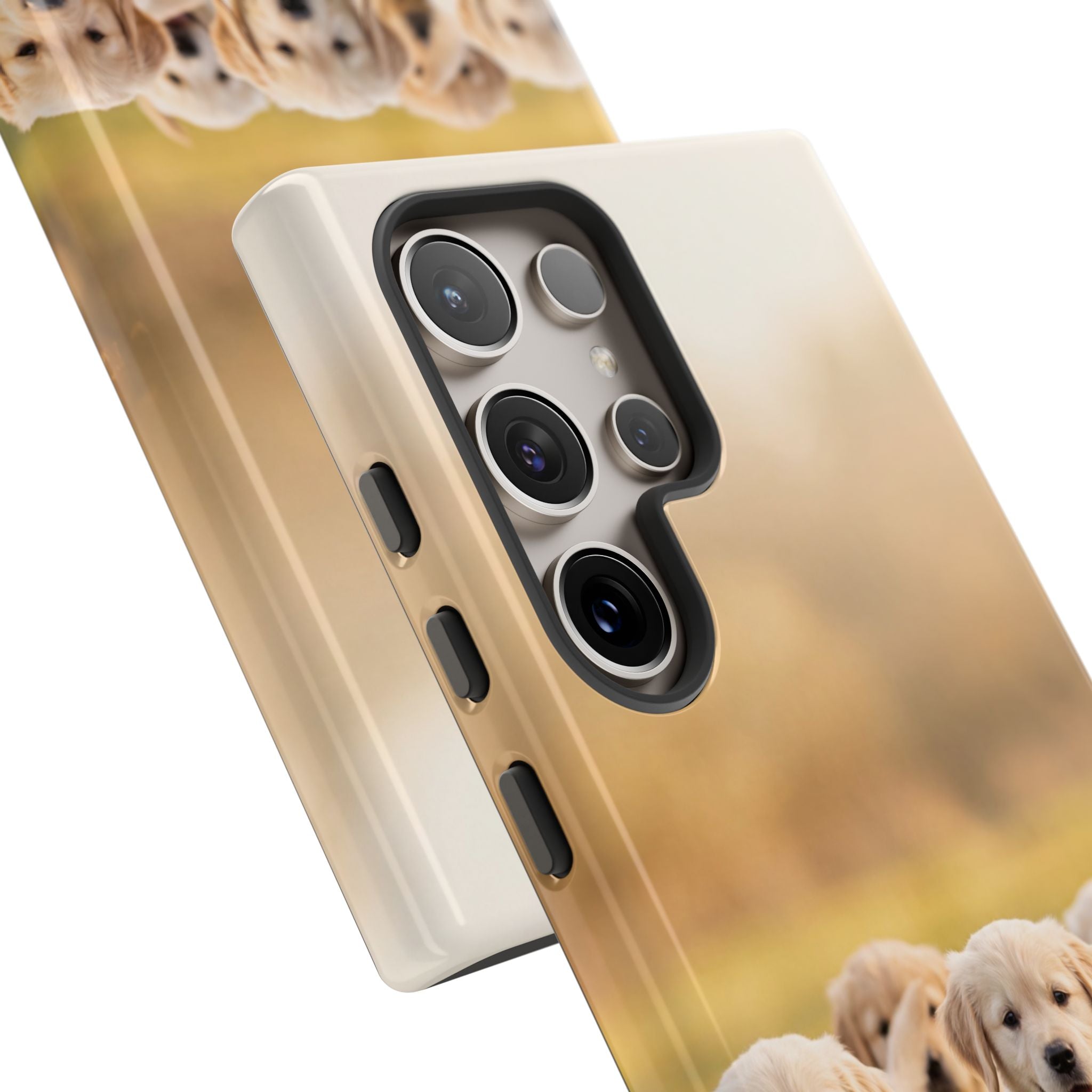 Golden Retriever Puppies Phone Case | Playful Puppy Pack Running in Grass | iPhone & Samsung