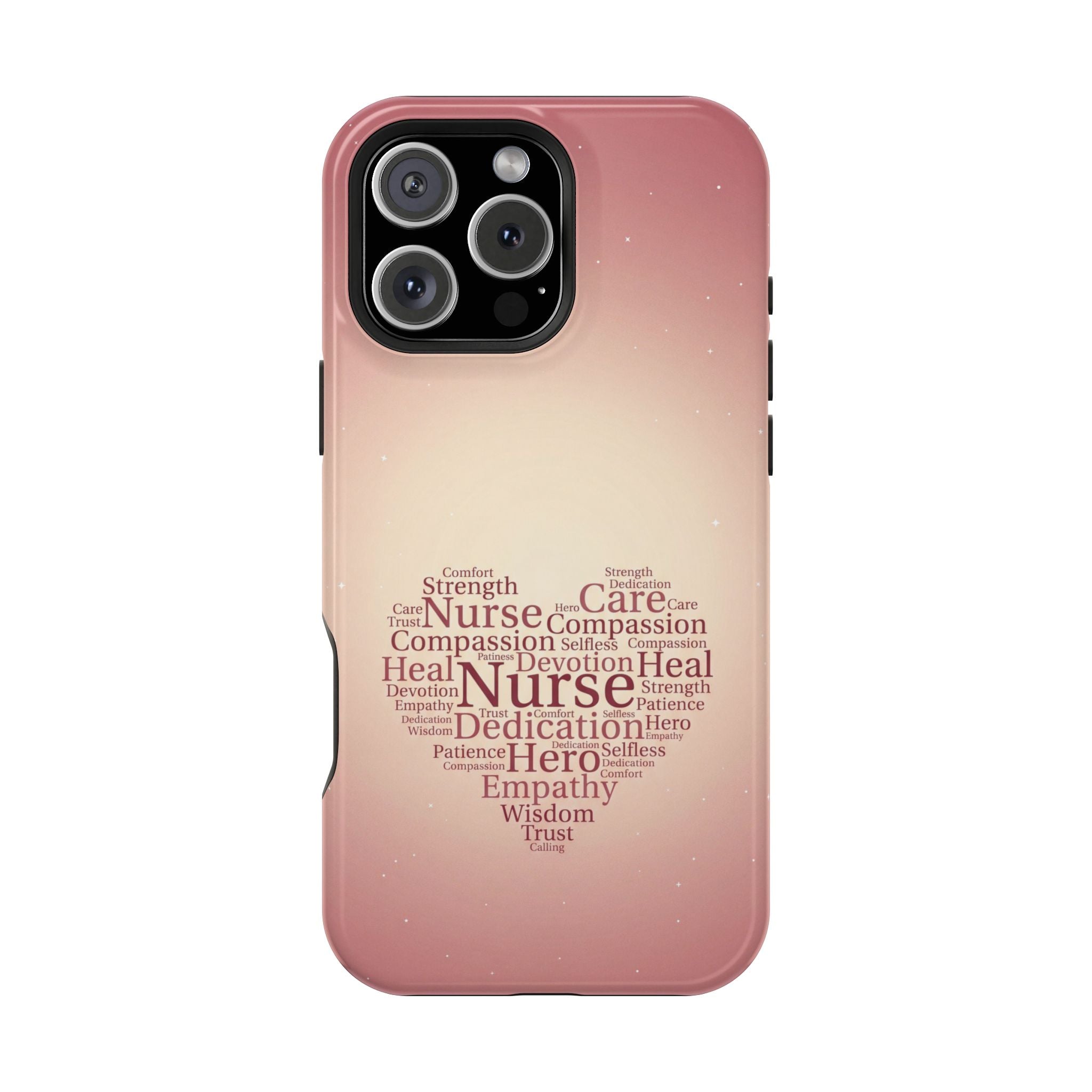 Nurse Heart Word Art Phone Case — Impact-Resistant Wireless Charging Cover